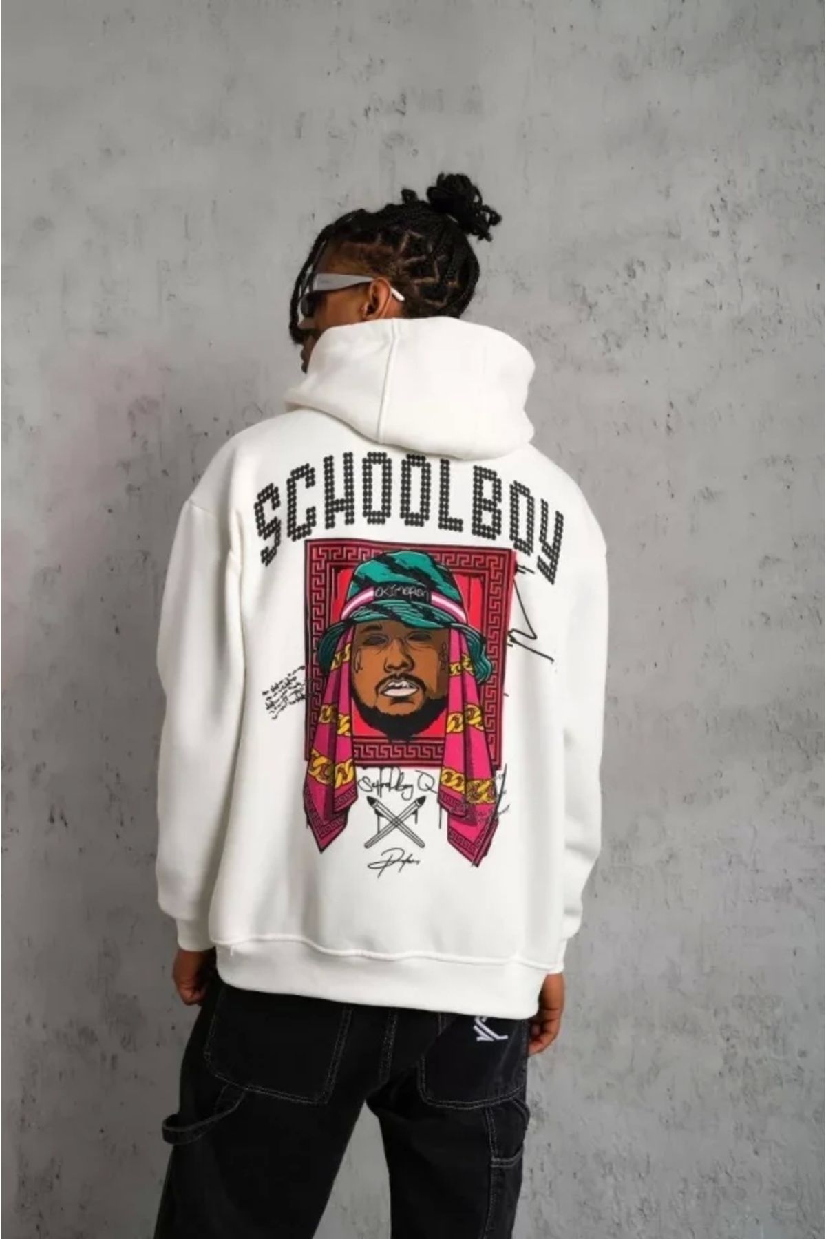 Silerra Erkek SCHOOL BOY Baskılı Kapüşonlu Sweat - Beyaz