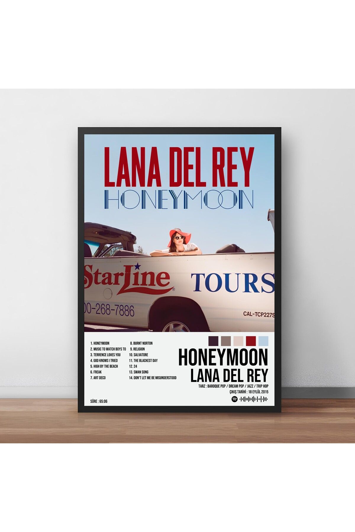 Orendart Lana Del Rey - Honeymoon Albüm Spotify Çerçeveli Poster Tablo