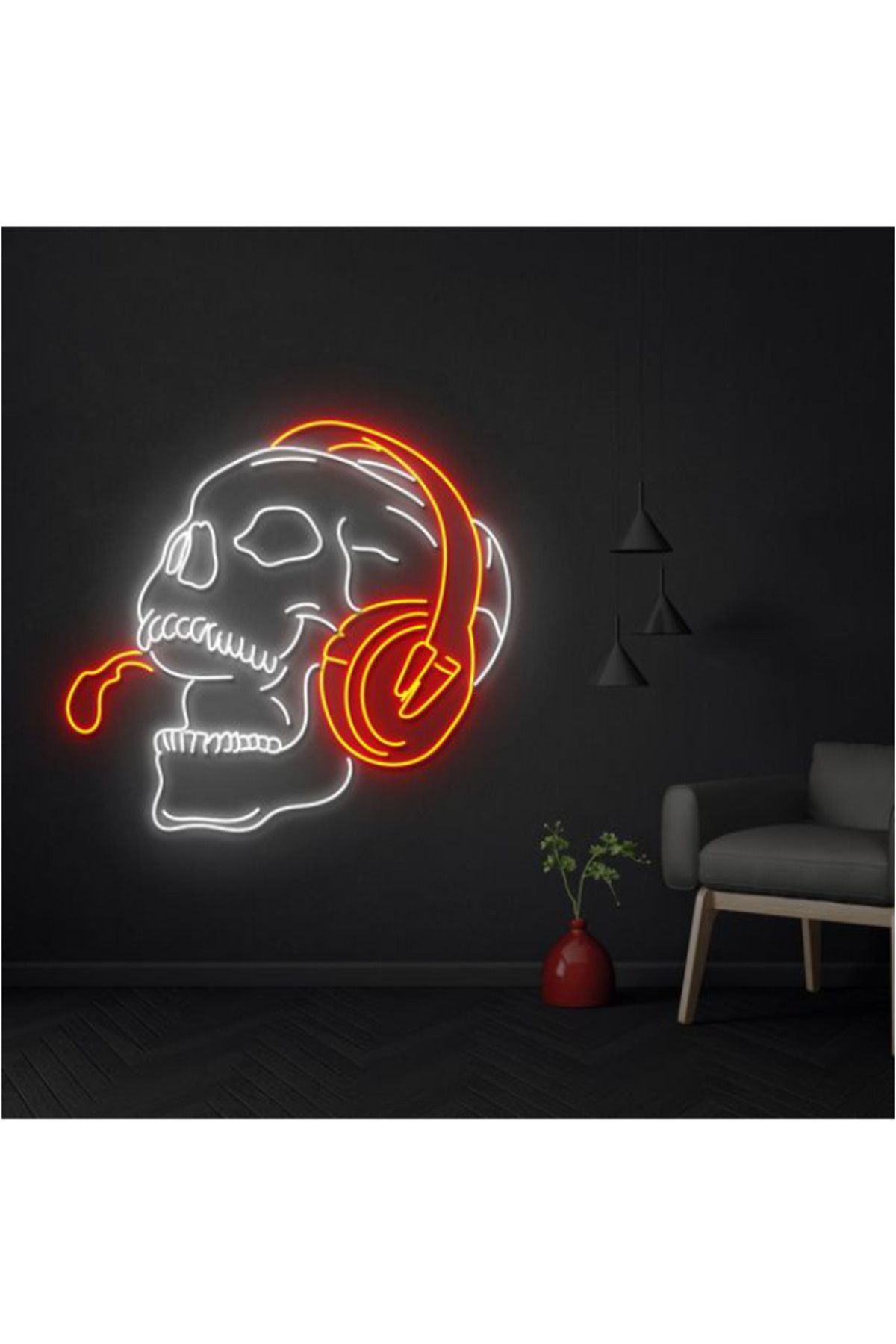 Afra Sanat Dekor Kurukafa Gaming Neon LED Duvar Dekoru