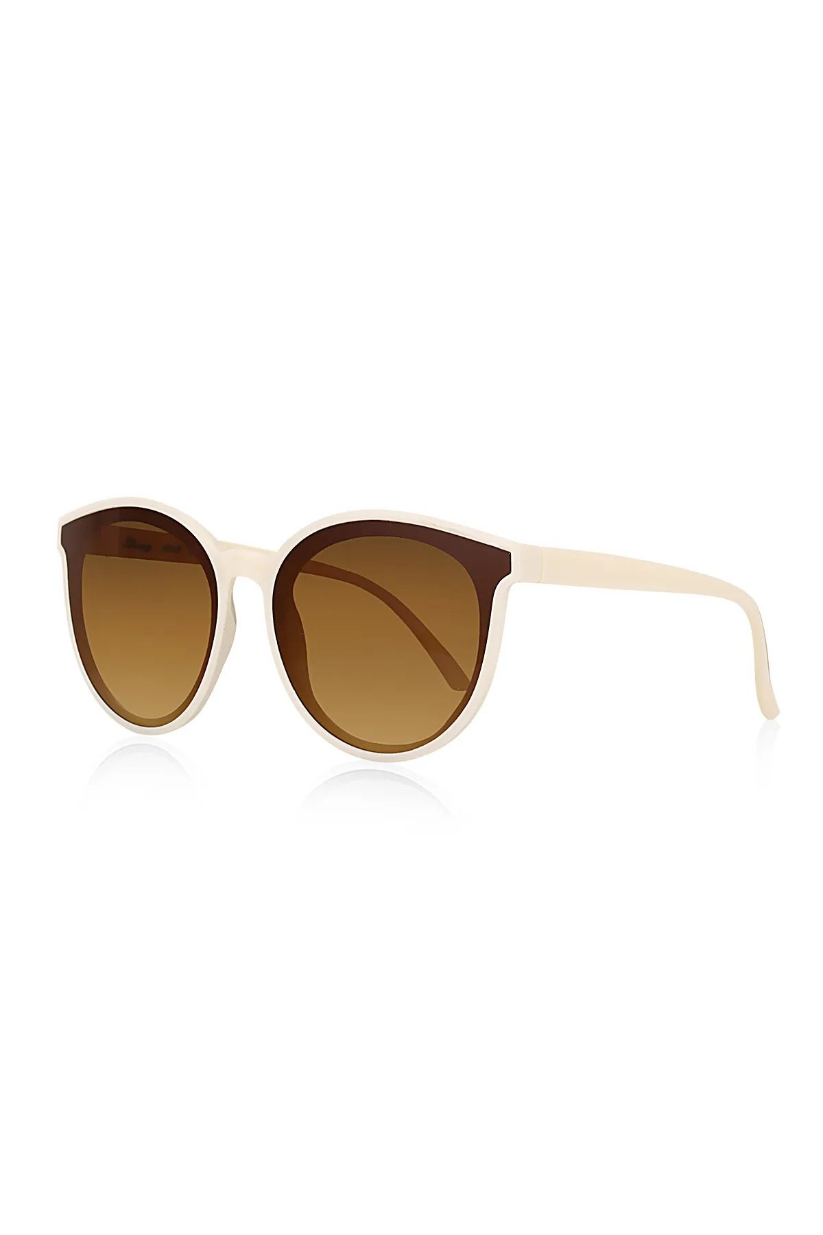 Chunky Frame Unisex Krem Güneş Gözlüğü