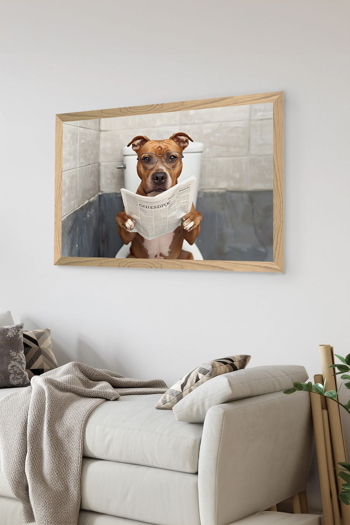 Artavessa Tek Parça Ahşap Çerçeve Görünümlü Köpek Baskılı MDF 20x30 cm Tablo - Model 49