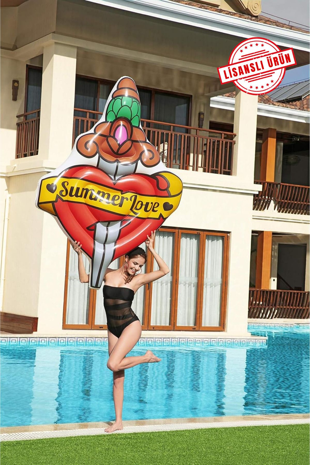 craftivio Tattoo Model Summer Love Premium Tasarım Deniz Havuz Yatağı 198x137 cm Yeni Sezon