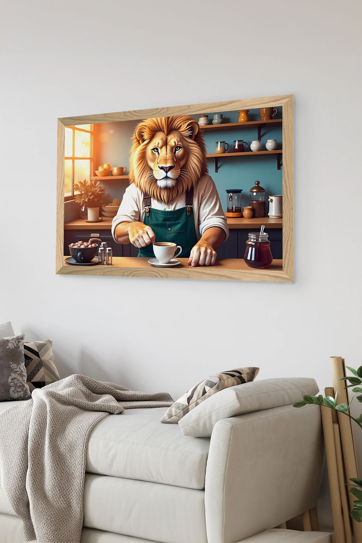 Artavessa Tek Parça Ahşap Çerçeve Görünümlü Aslan Baskılı MDF 20x30 cm Tablo - Model 13
