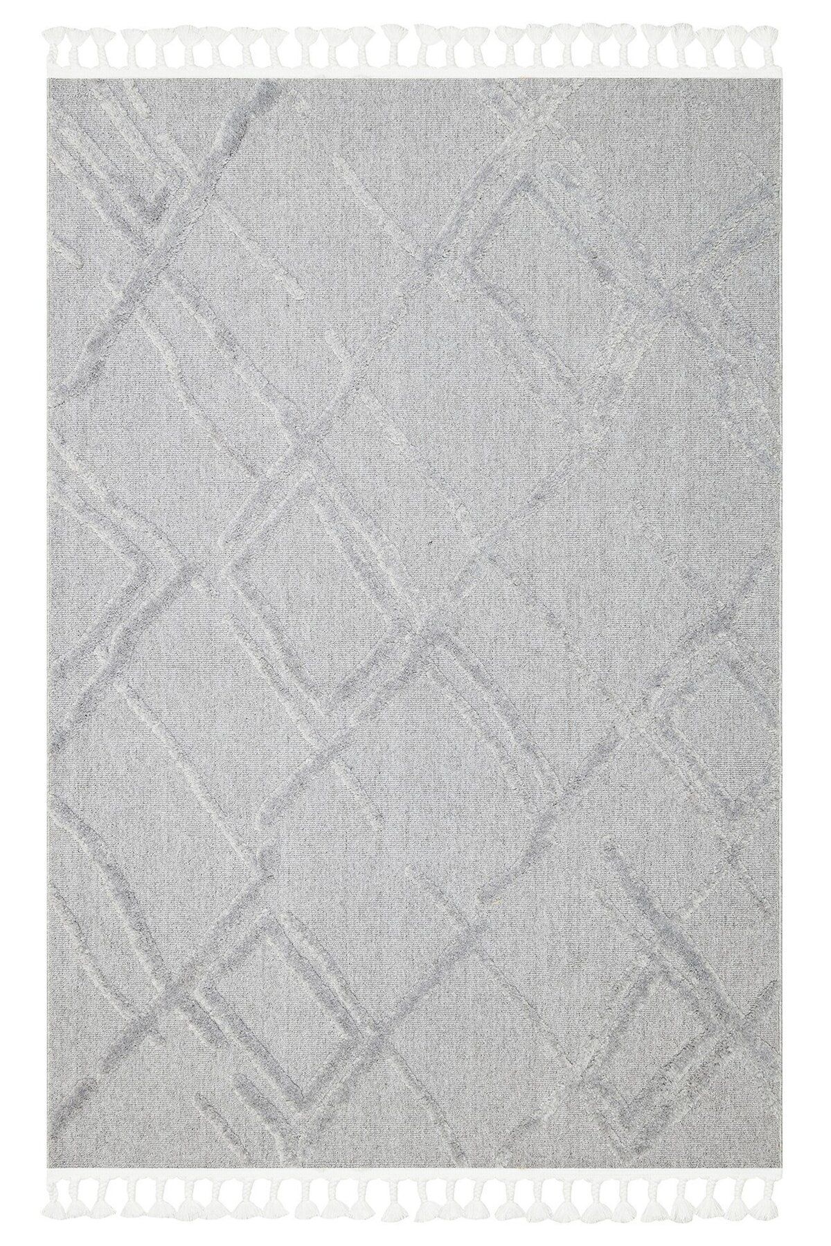 Halımax Eko Halı Terazzo TRZ 03 Grey Hav Toz Vermez Yumuşak Parlak Tuşeli Kabartmalı Halı Yolluk