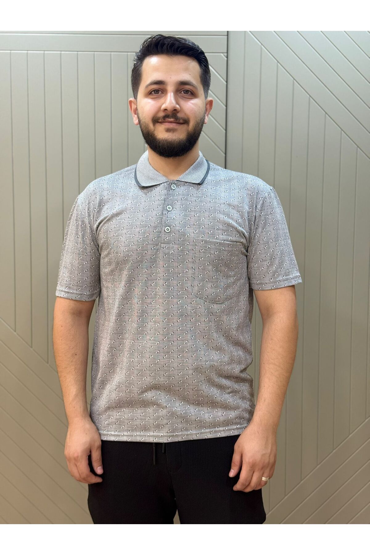 giyimcikrt POLLBRAND BABA TSHIRT JAKARLI DESENLİ CEPLİ MODEL
