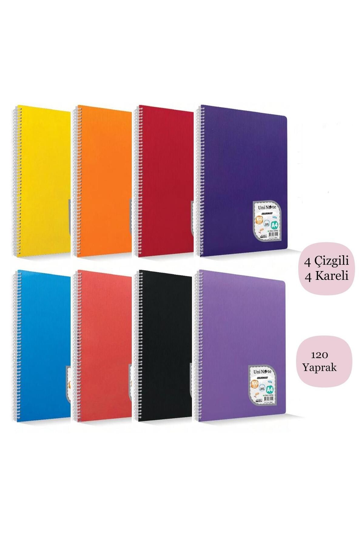 Çınar Çınar Colormaxi A4 120 Yaprak Plastik Kapak Spiralli Defter 4 Çizgili 4 Kareli