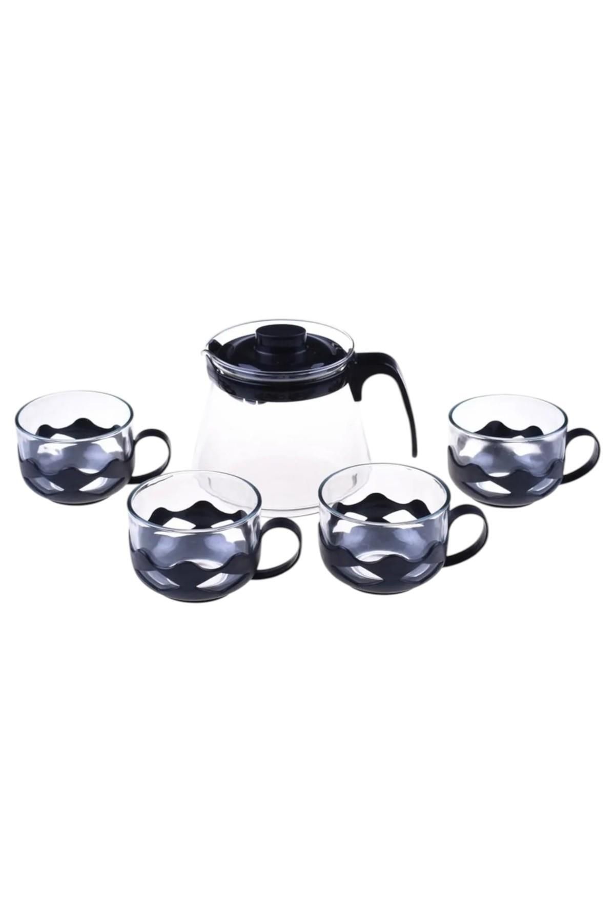 ALBETTO Siyah Guardo 5 Parça Çay Seti 600 ml