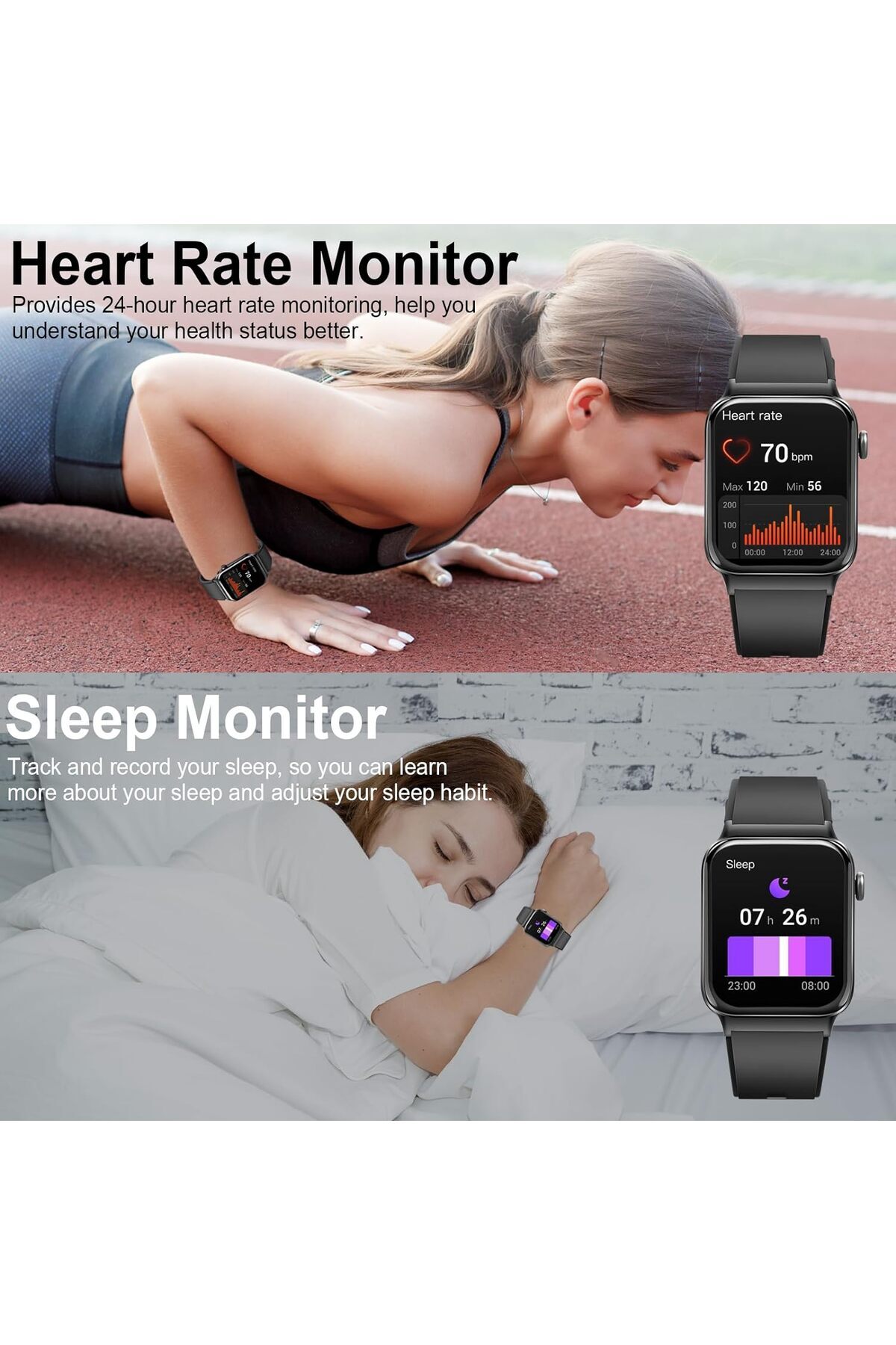 Techone-Ceas inteligent Zen Wrist pentru femei, ecran Super AMOLED de 1,85 inci 4