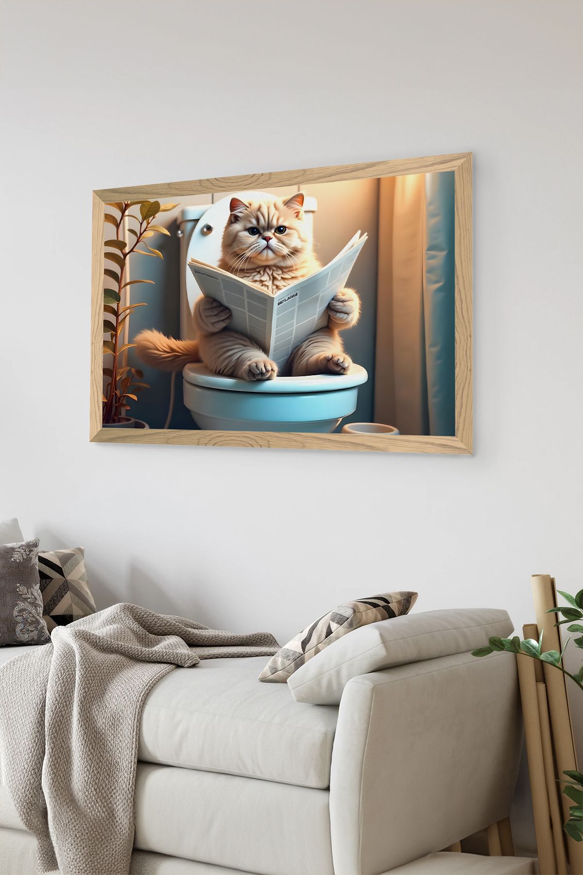 Artavessa Tek Parça Ahşap Çerçeve Görünümlü Kedi Baskılı MDF 20x30 cm Tablo - Model 10