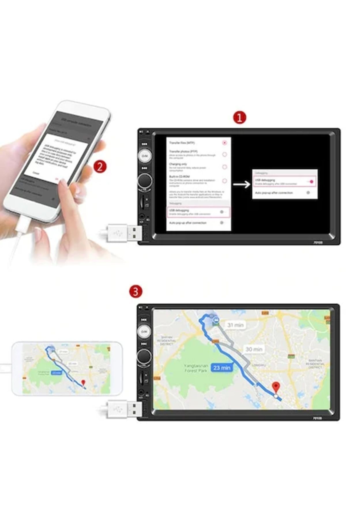 navi-it-Car Player NAVI-It MirrorLink mp5 car player 7010B, Frame, Mounting brackets, Bluetooth 4
