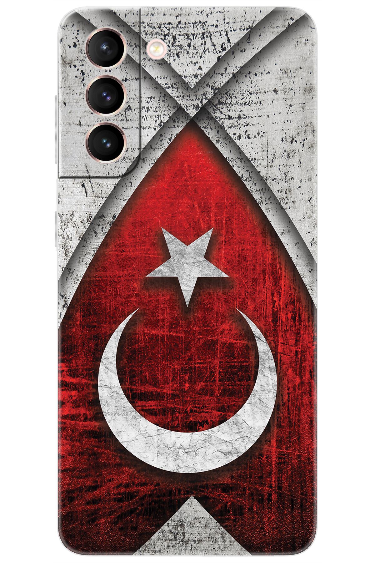 Ceppare Samsung Galaxy S21 (SM-G991B) Uyumlu Kılıf Desenli Silikon Türk Bayrağı Tasarım STK:380 CP-pmmjKky