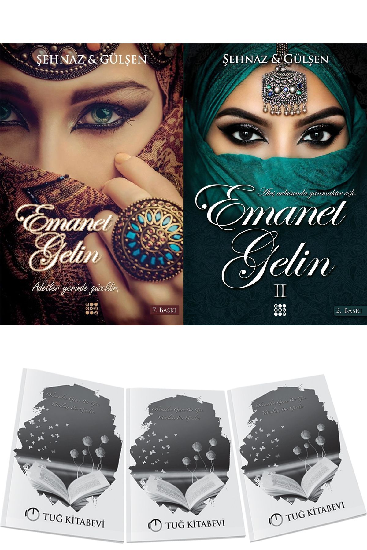 Dokuz Yayınları Emanet Gelin Karton Kapak Şehnaz & Gülşen 2 Kitap + Hediyeli