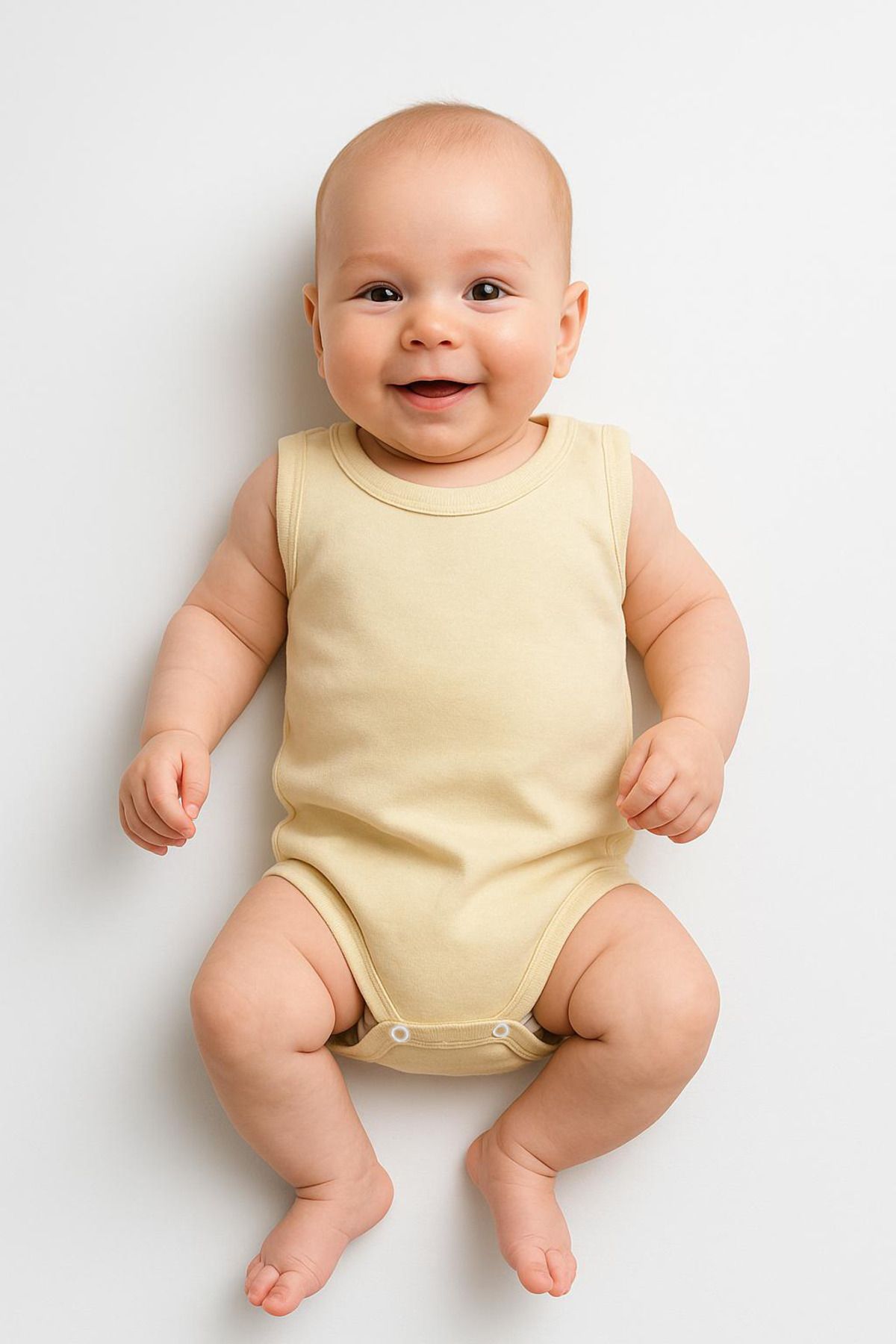 Trend Bebe Butik Çıtçıtlı Pamuklu Bebek Zıbın | Kolsuz Yazlık Bebek Body | Unisex Ribana Badi Bebek Pamuklu Tulum