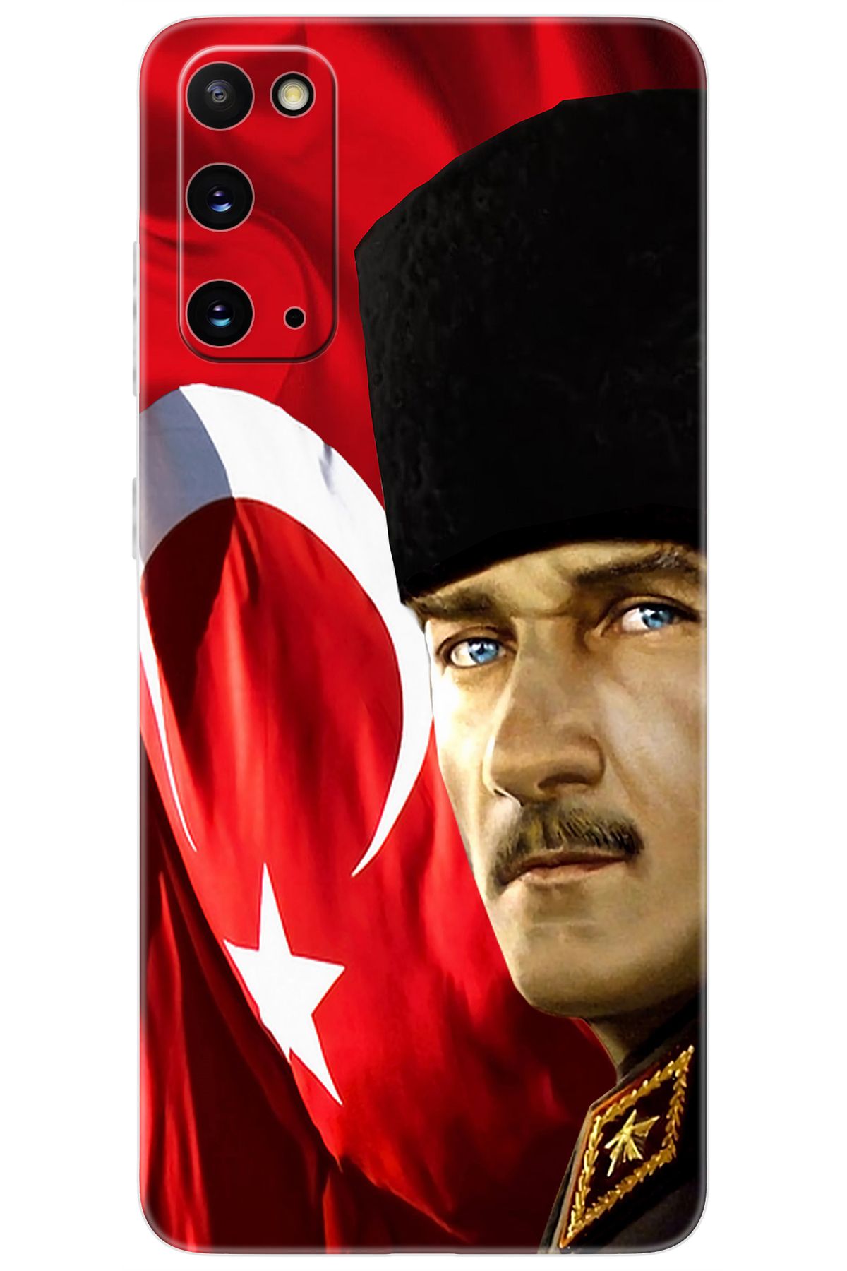 Ceppare Samsung Galaxy S20 (SM-G980F) Uyumlu Kılıf Desen Silikon Atatürk ve Türk Bayrağı STK:726 CP-yumUMhS
