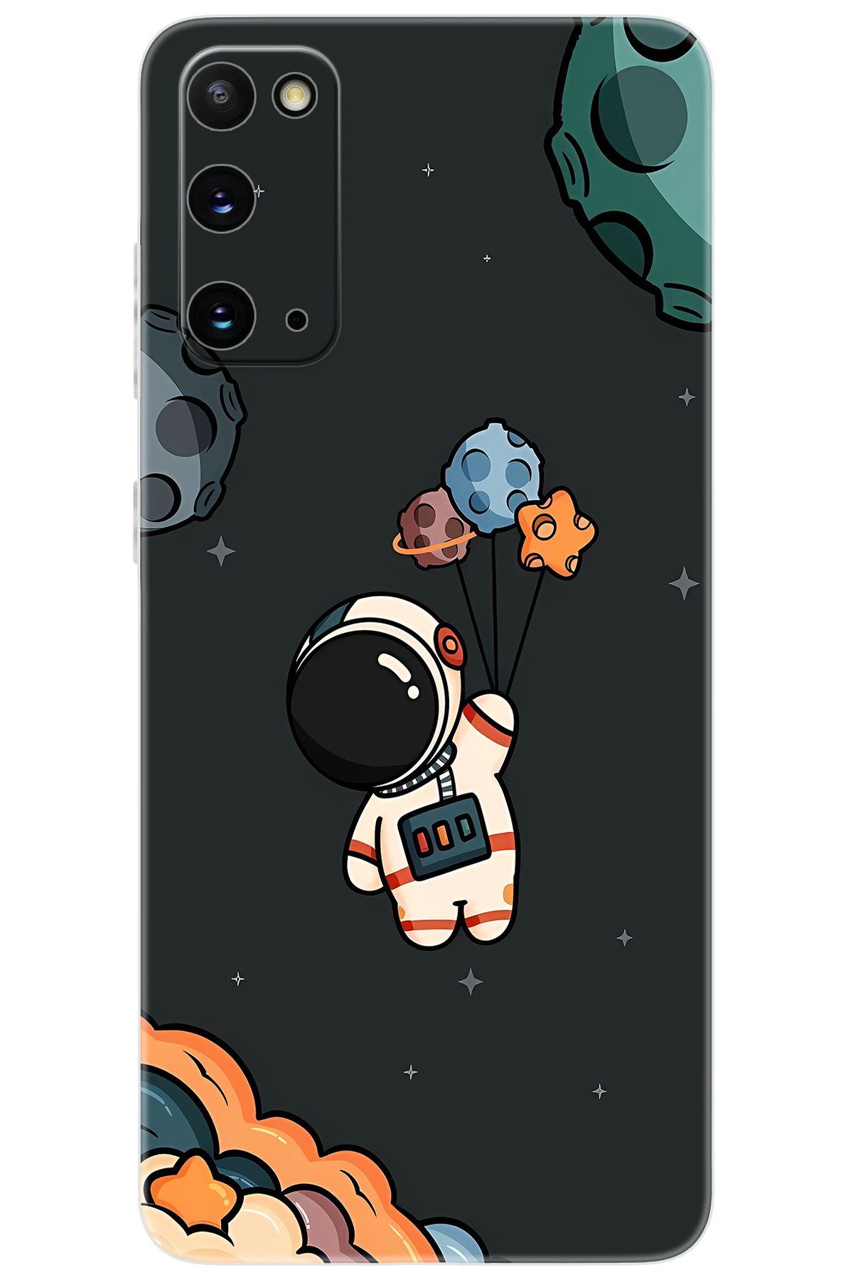Ceppare Samsung Galaxy S20 (SM-G980F) Uyumlu Kılıf Desen Baskılı Silikon Astronot STK:628 CP-MKAG3wh