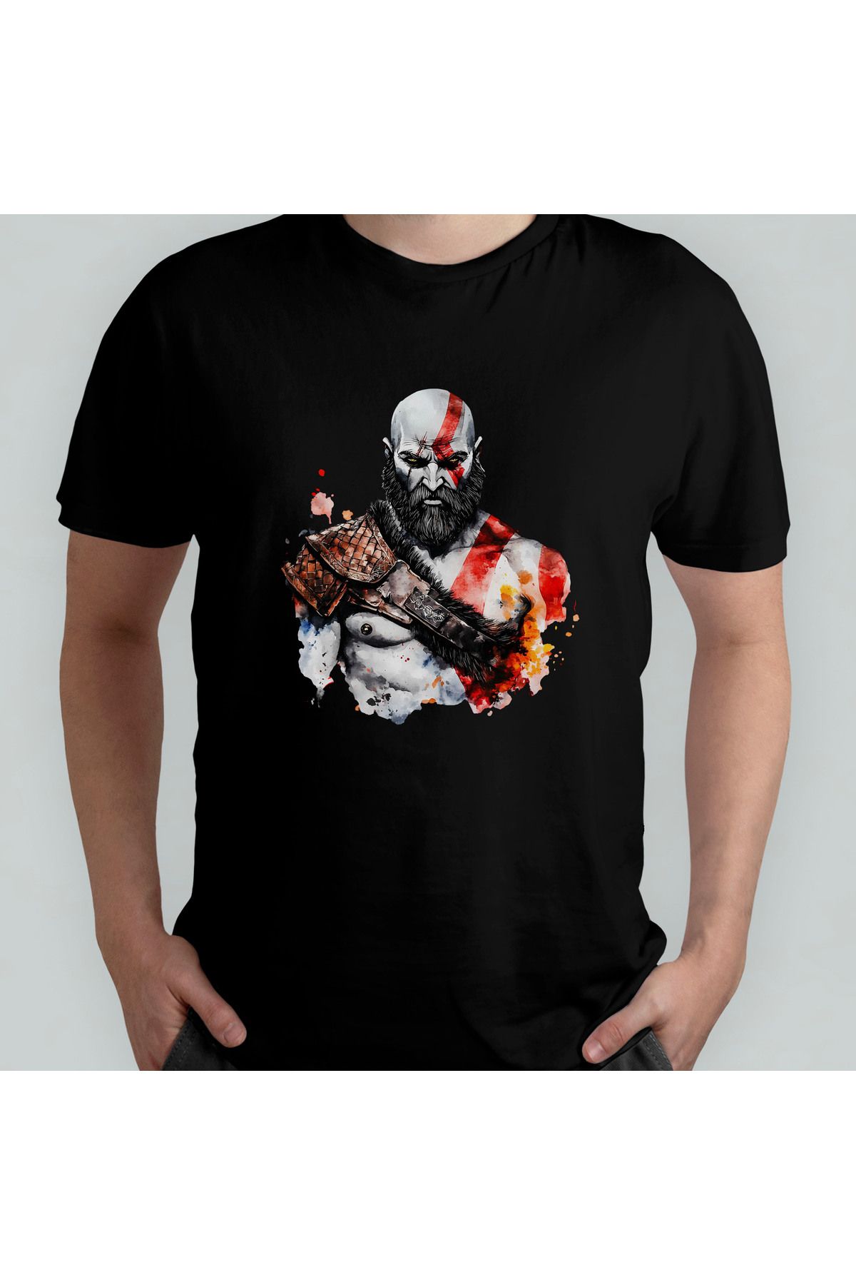 Pixxa God of War Kratos Unisex %100 Pamuklu Bisiklet Yaka T-Shirt Model 5