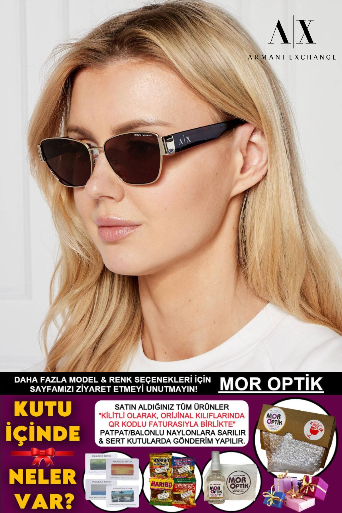 Armani Exchange AX2051S 611073 56-16-140 3N "PARLAK SOLUK ALTIN ASİMETRİK CAT EYE"
