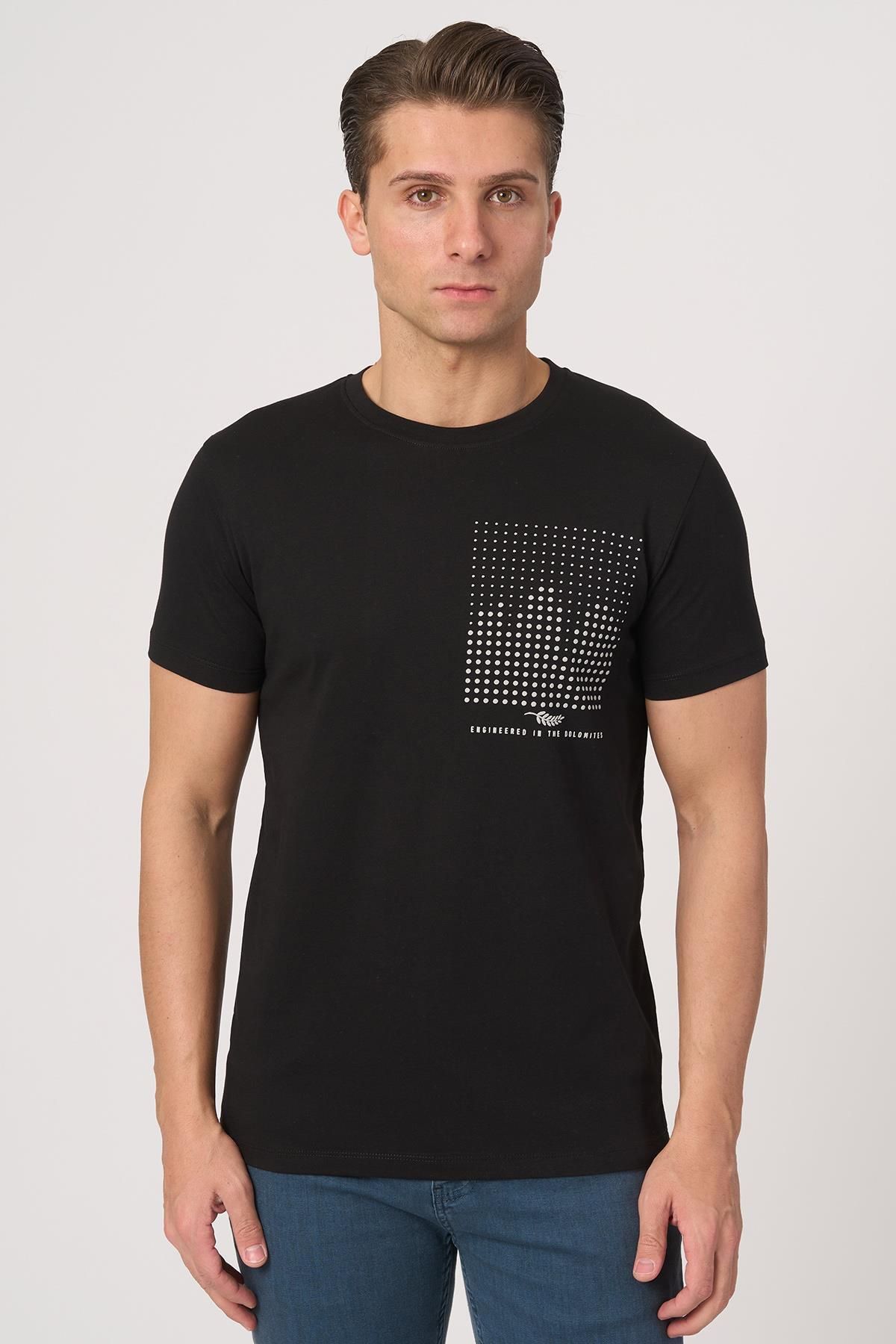 White Stone WHİTE STONE 2025-Y 3076 BİSİKLET YAKA TSHIRT SİYAH