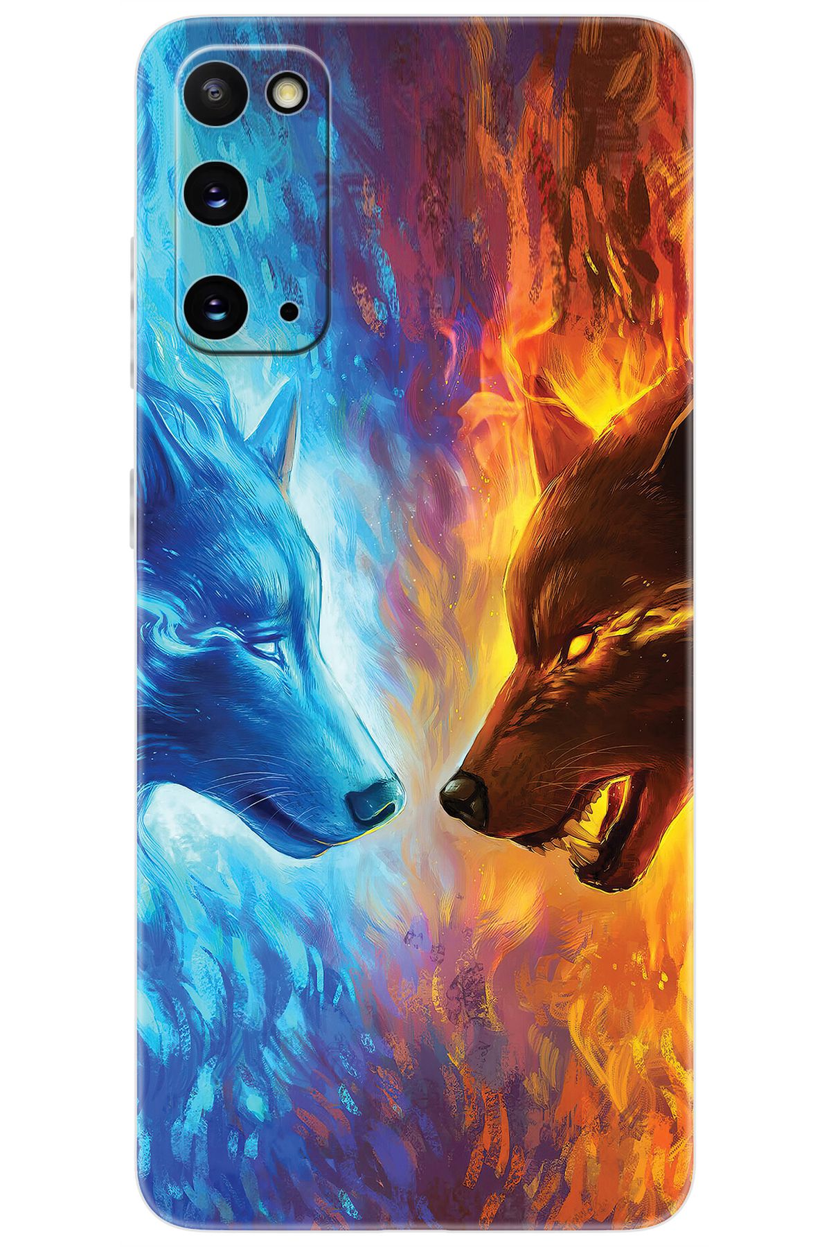 Ceppare Samsung Galaxy S20 (SM-G980F) Uyumlu Kılıf Desen Baskılı Silikon Alev ve Kurtlar STK:489 CP-wmdejEH