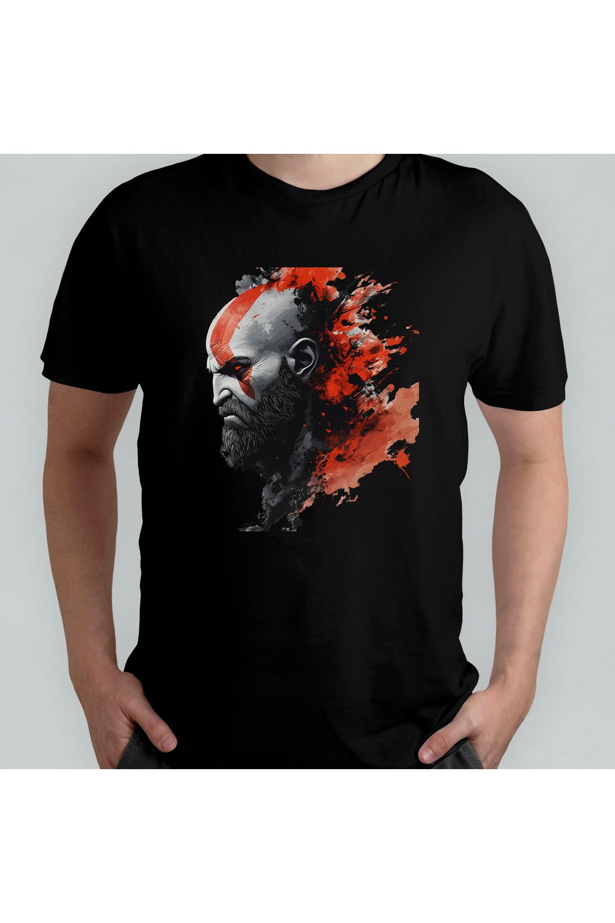 Pixxa God of War Kratos Unisex %100 Pamuklu Bisiklet Yaka T-Shirt Model 4