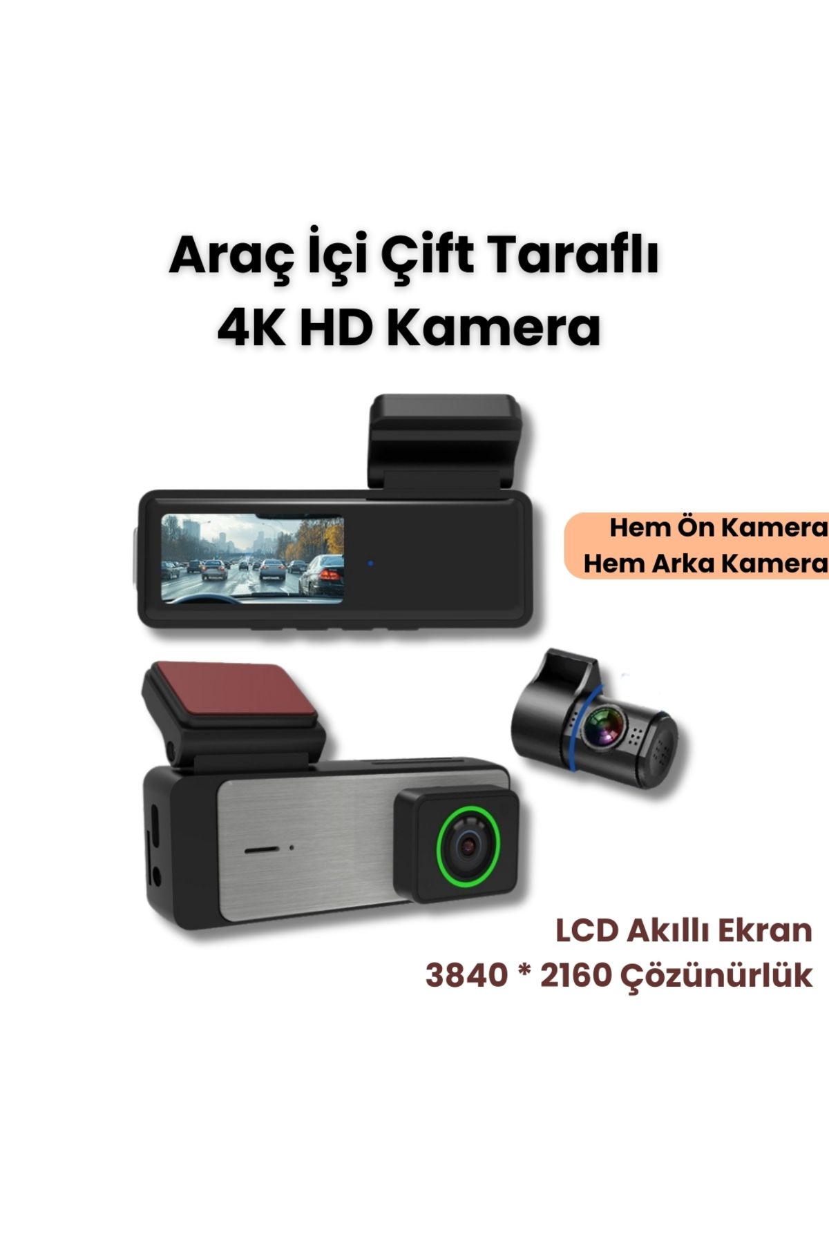 Yussraw araç içi kamera 4K ULTRA HD 3840*2160 WİFİ 140*geniş açı 1,47 inç ekranlı sensörlü