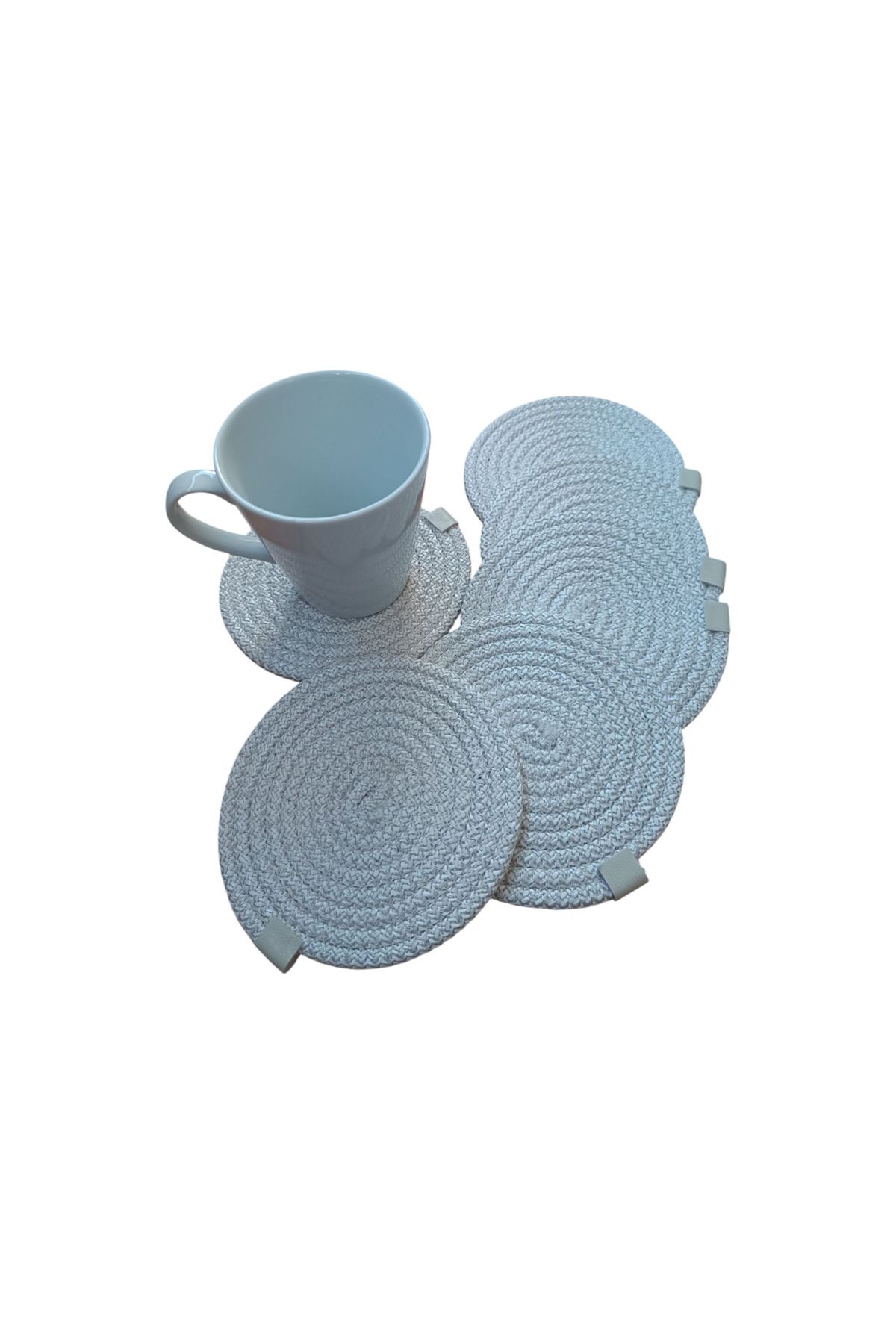 colezahome Pamuk İp 6'lı Bardak Altlığı 13 Cm Çay, Fincan, Kupa, Mum Altlığı El Yapımı Dekoratif Doğal Naturel