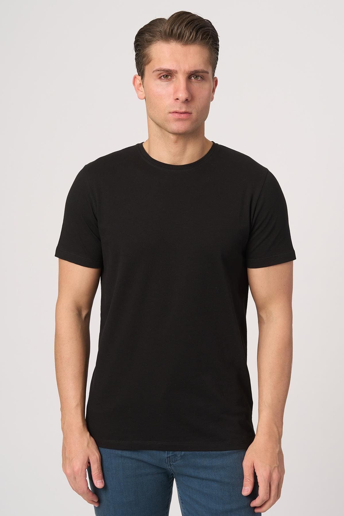 White Stone WHİTE STONE 2025-Y 3155 BİSİKLET YAKA TSHIRT SİYAH