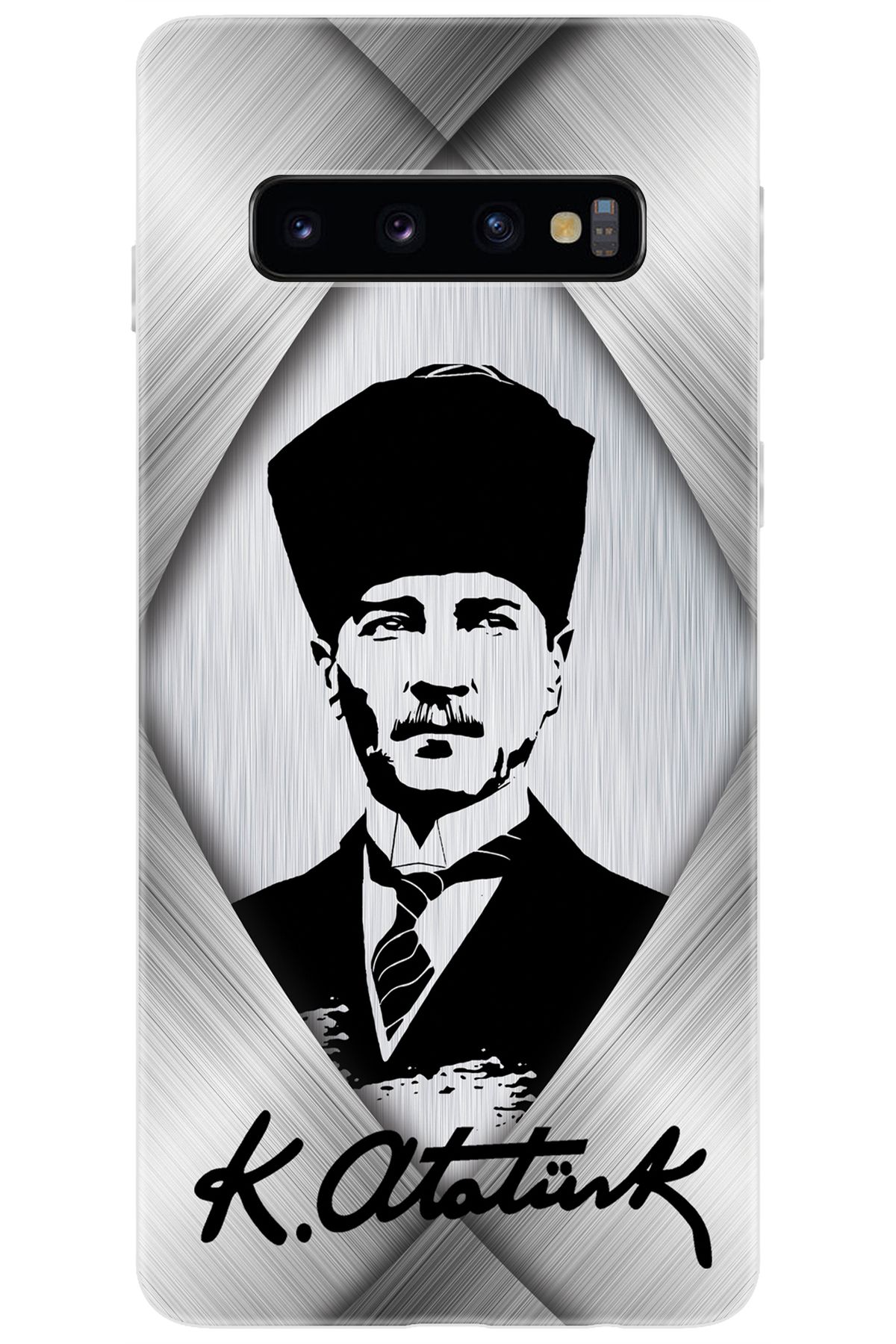 Ceppare Samsung Galaxy S10 (SM-G973F) Uyumlu Kılıf Desen Baskılı Silikon Atatürk Tasarım STK:402 CP-q91ll54