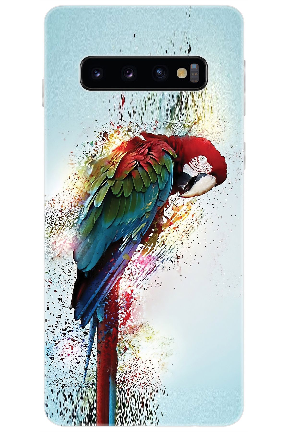 Ceppare Samsung Galaxy S10 (SM-G973F) Uyumlu Kılıf Desen Baskılı Silikon Papağan STK:562 CP-JumNTX4