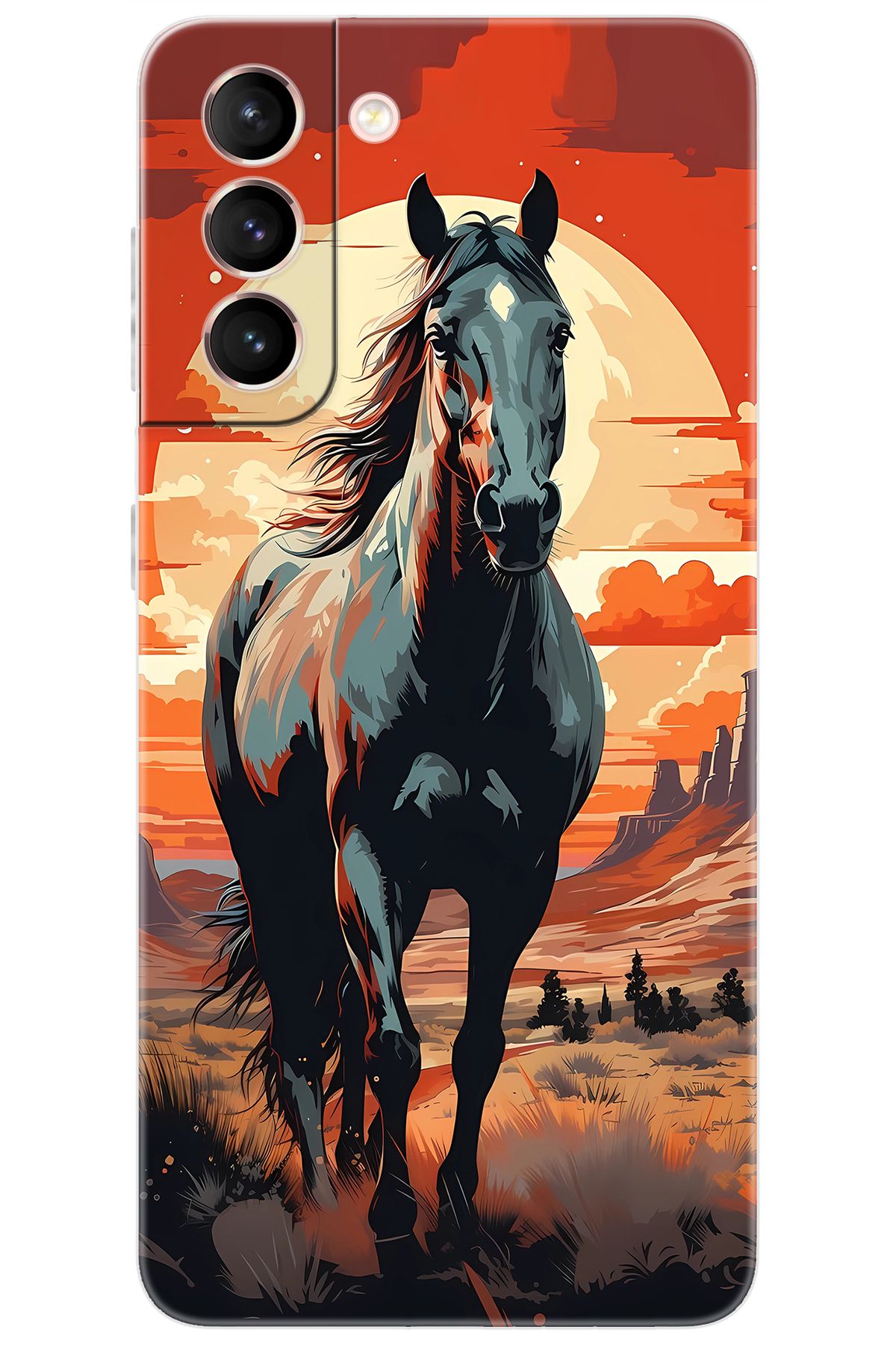 Ceppare Samsung Galaxy S21 (SM-G991B) Uyumlu Kılıf Desen Baskılı Silikon Western Atı STK:655 CP-Z22bzlR
