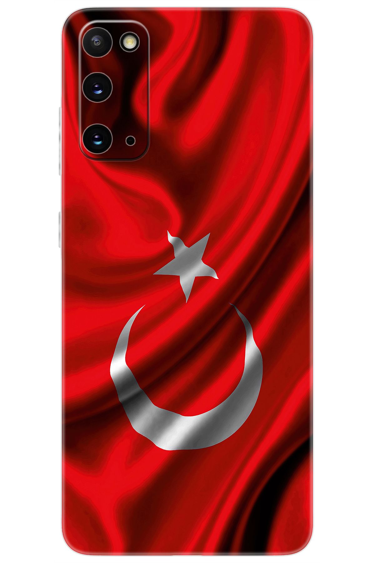 Ceppare Samsung Galaxy S20 (SM-G980F) Uyumlu Kılıf Desenli Silikon Dalgalı Türk Bayrağı STK:369 CP-QhG8gHQ