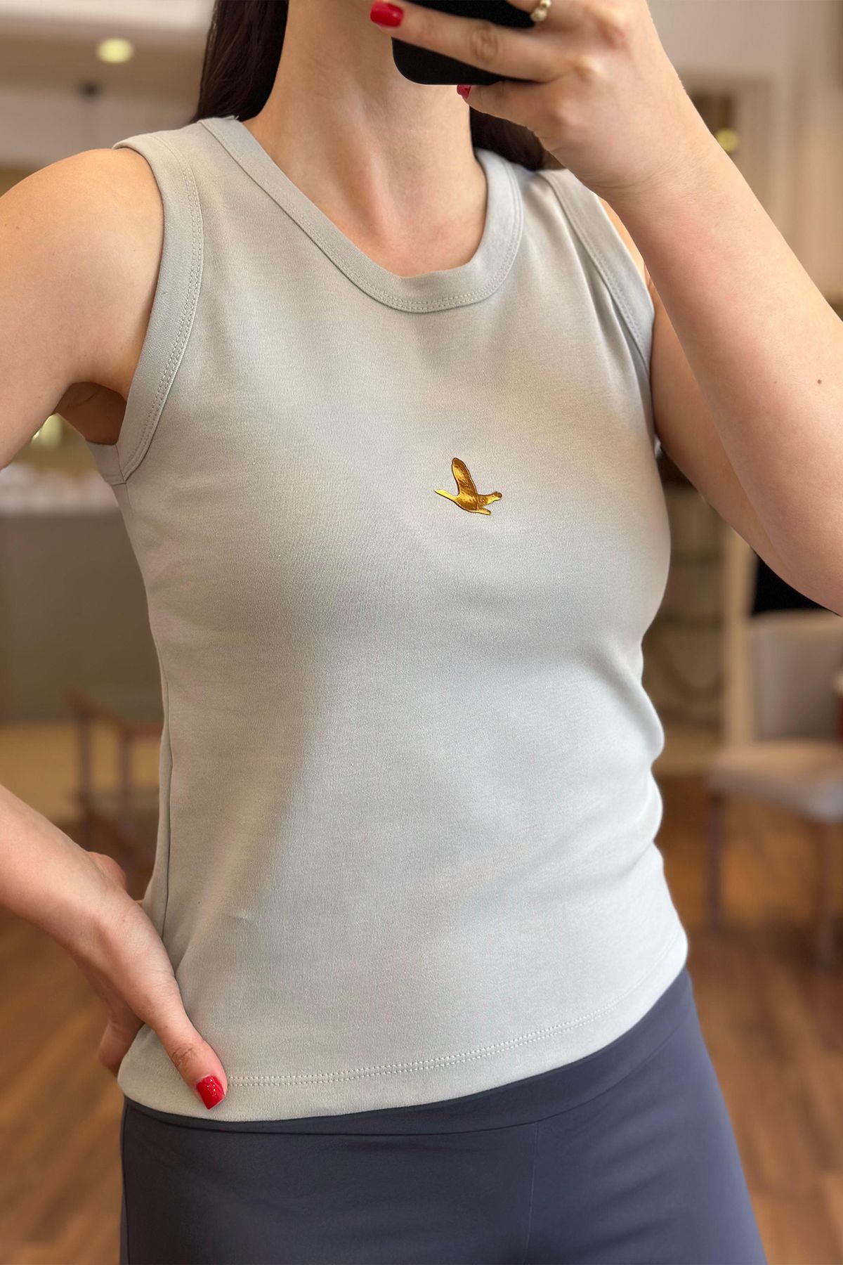 Unique Boutique Gri Halter Pamuklu Likralı Body