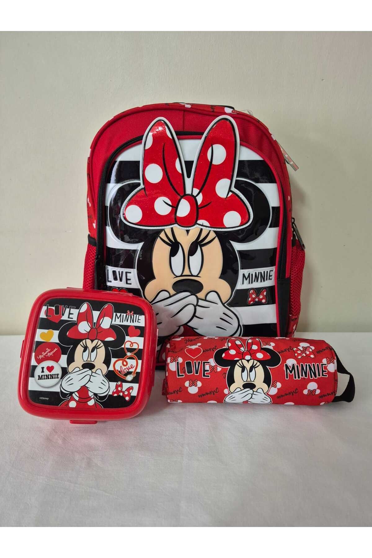 Alanç Gift Lisanslı Mınnıe Mouse Ortopedik İlkokul Çantası ,Beslenme Kabı Ve Kalemlik İlk Okul Seti