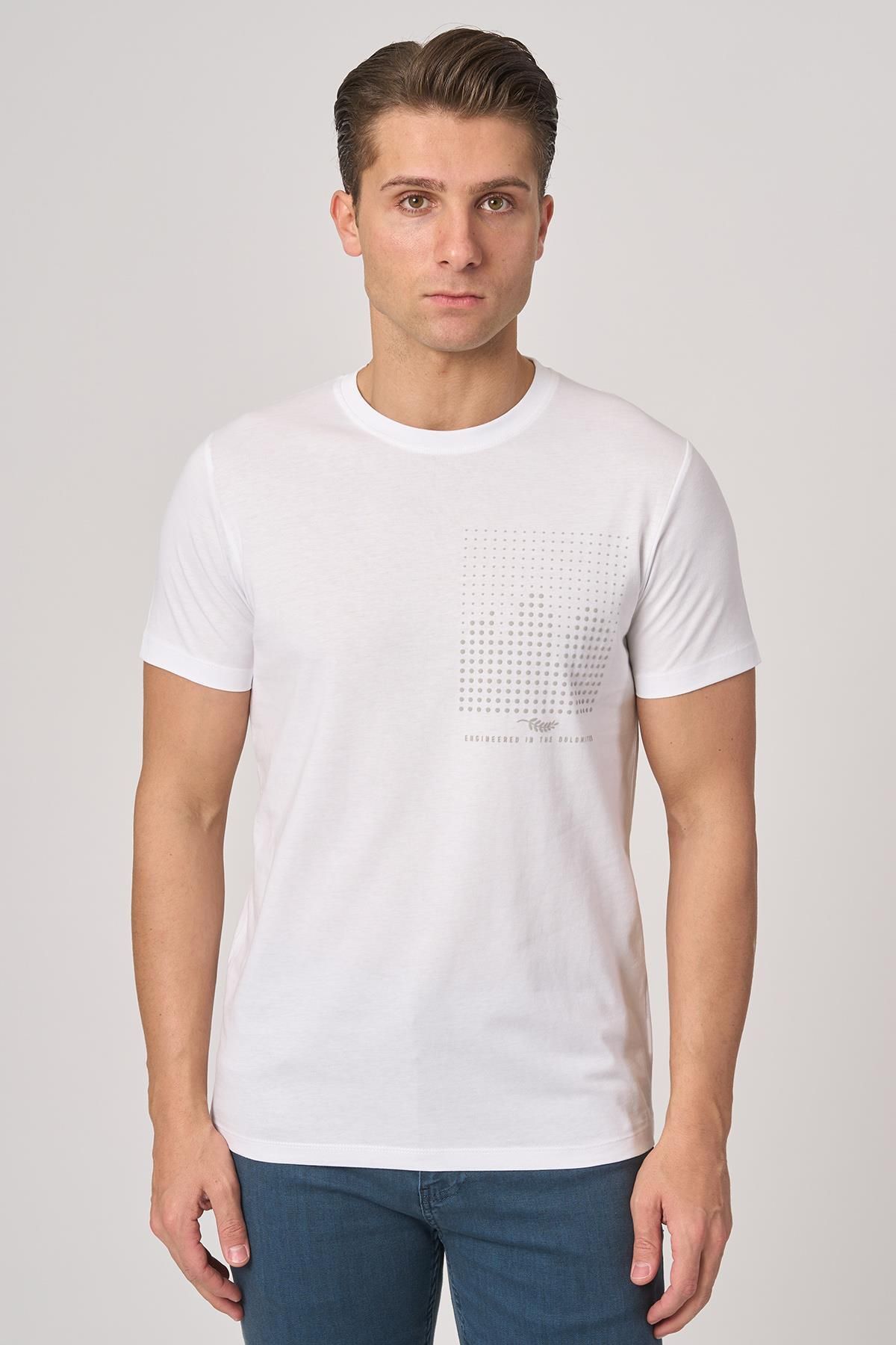 White Stone WHİTE STONE 2025-Y 3076 BİSİKLET YAKA TSHIRT BEYAZ