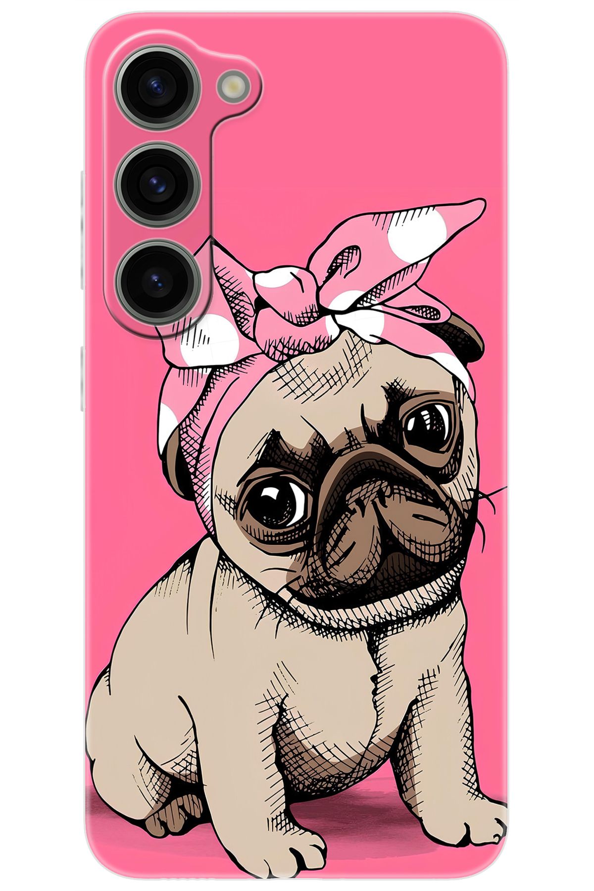 Ceppare Samsung Galaxy S23 (SM-S911B) Uyumlu Kılıf Desen Baskılı Silikon Sevimli Pug STK:748 CP-wVfalzM