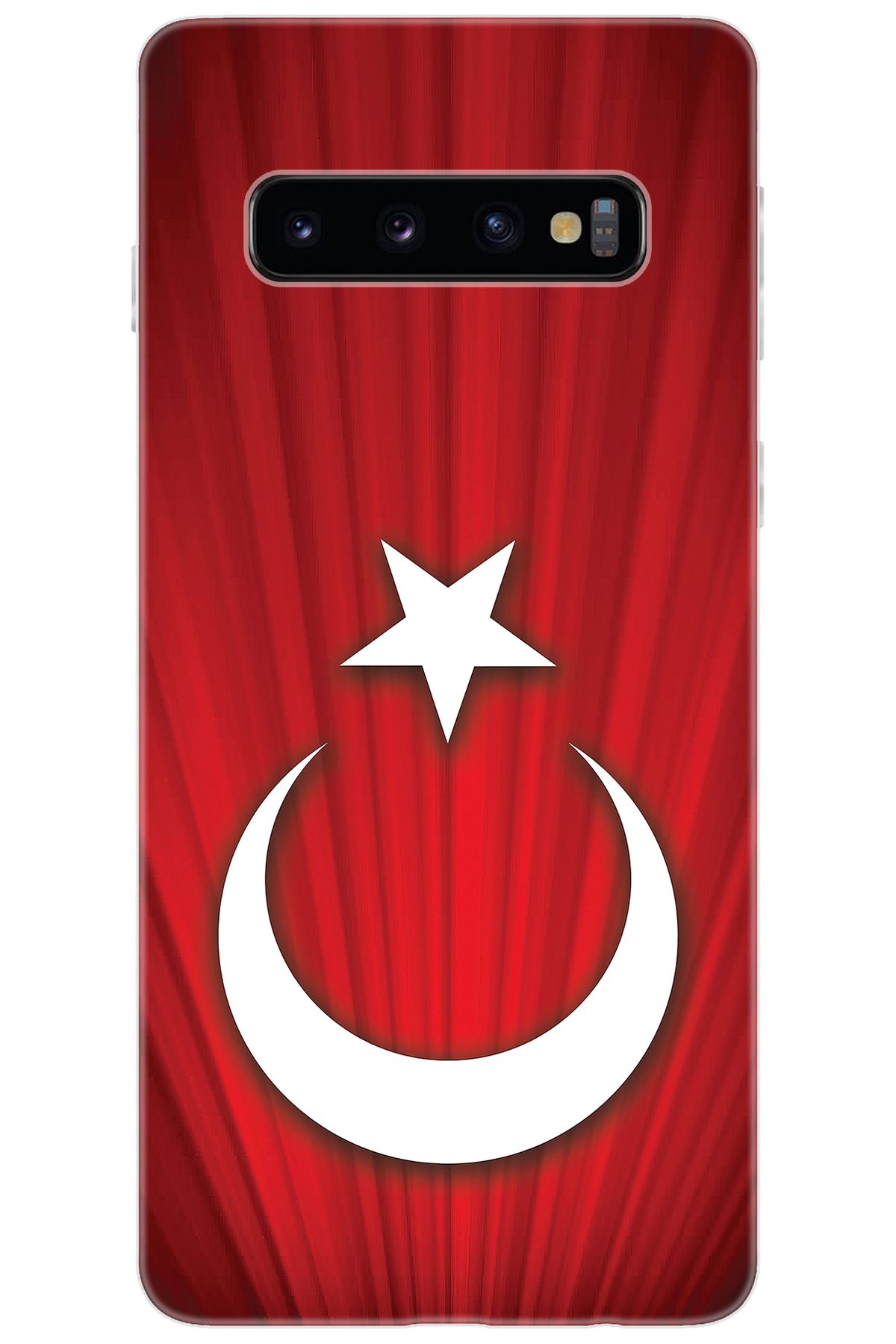 Ceppare Samsung Galaxy S10 (SM-G973F) Uyumlu Kılıf Desenli Silikon Türk Bayrağı Tasarım STK:382 CP-wt1uoqN