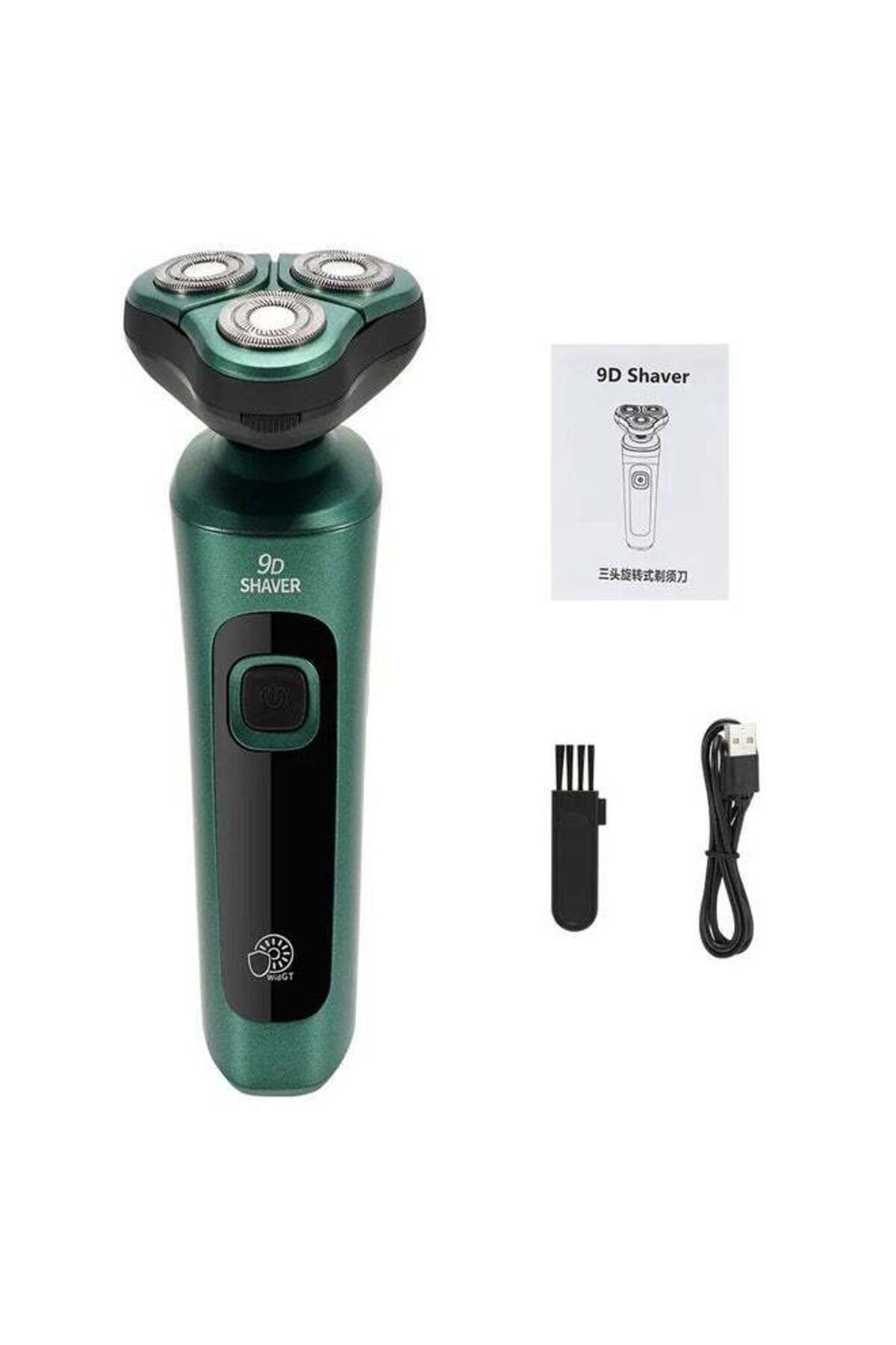 Generic-Green Smart Electric Shaver LCD Digital Display Three-head Floating Razor 1