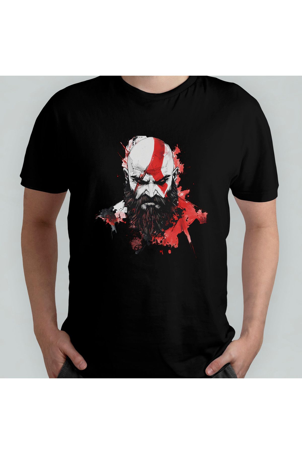 Pixxa God of War Unisex %100 Pamuklu Bisiklet Yaka T-Shirt Model 1
