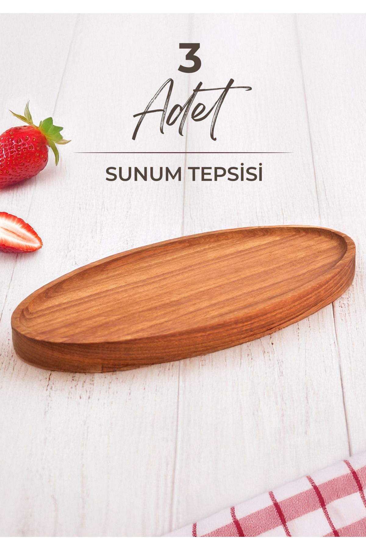 NESS HOME 3'lü Ayous Ağacı Kayık Servis ve Sunum Tabağı - Sunum Tepsisi