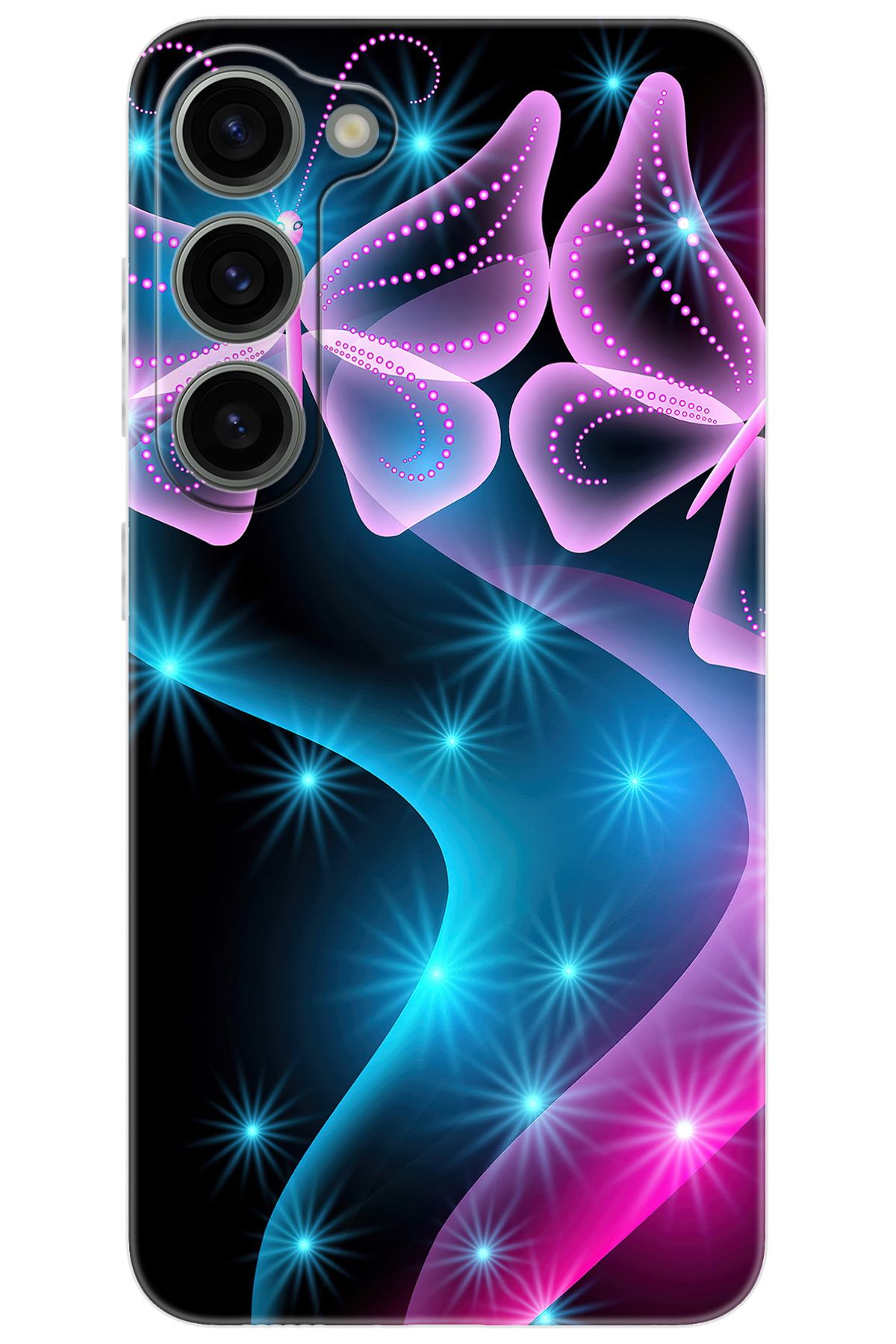 Ceppare Samsung Galaxy S23 (SM-S911B) Uyumlu Kılıf Desen Baskılı Silikon Kelebek Dalga STK:113 CP-D4SND89