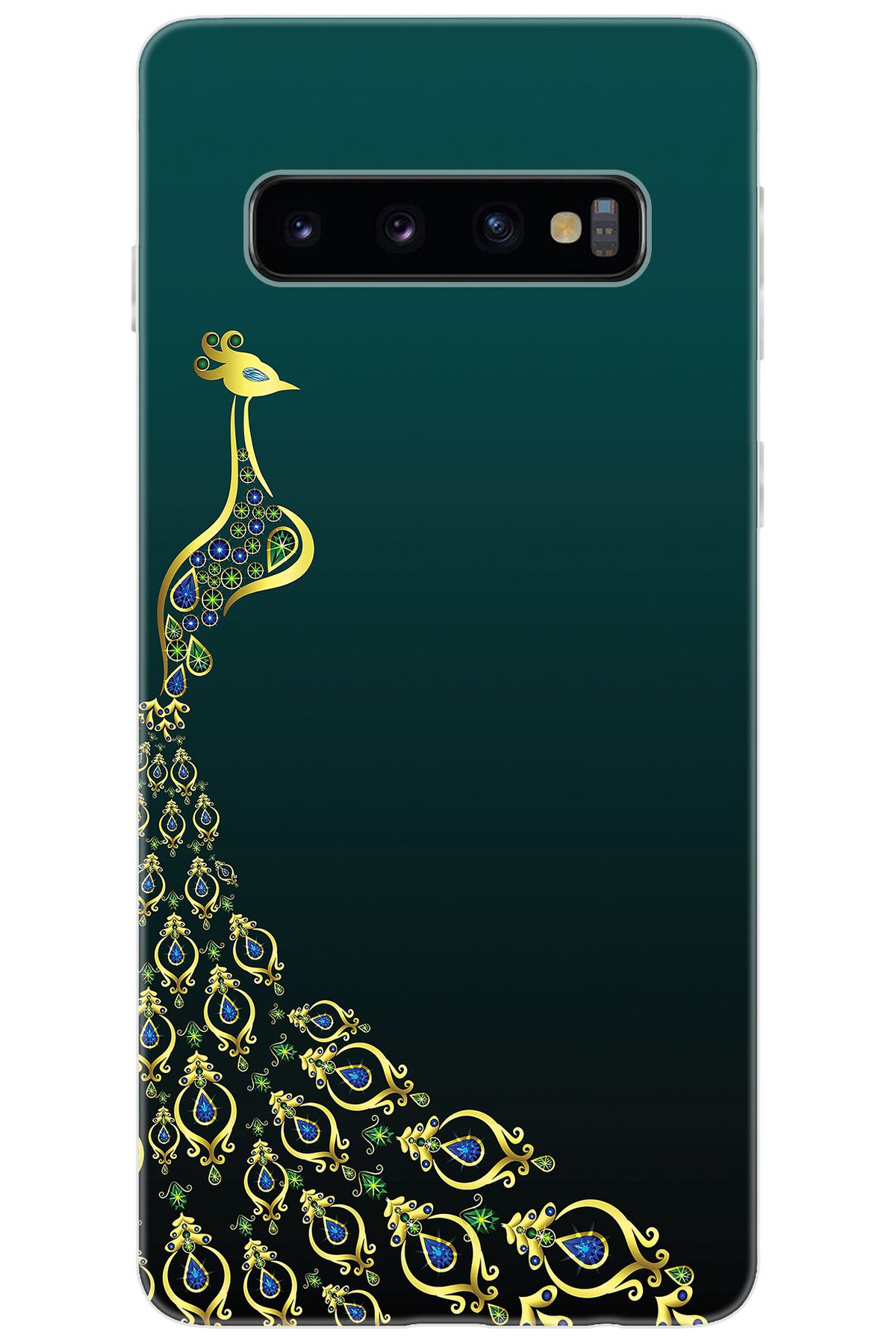 Ceppare Samsung Galaxy S10 (SM-G973F) Uyumlu Kılıf Desen Baskılı Silikon Tavus Kuşu STK:540 CP-UJATFqr