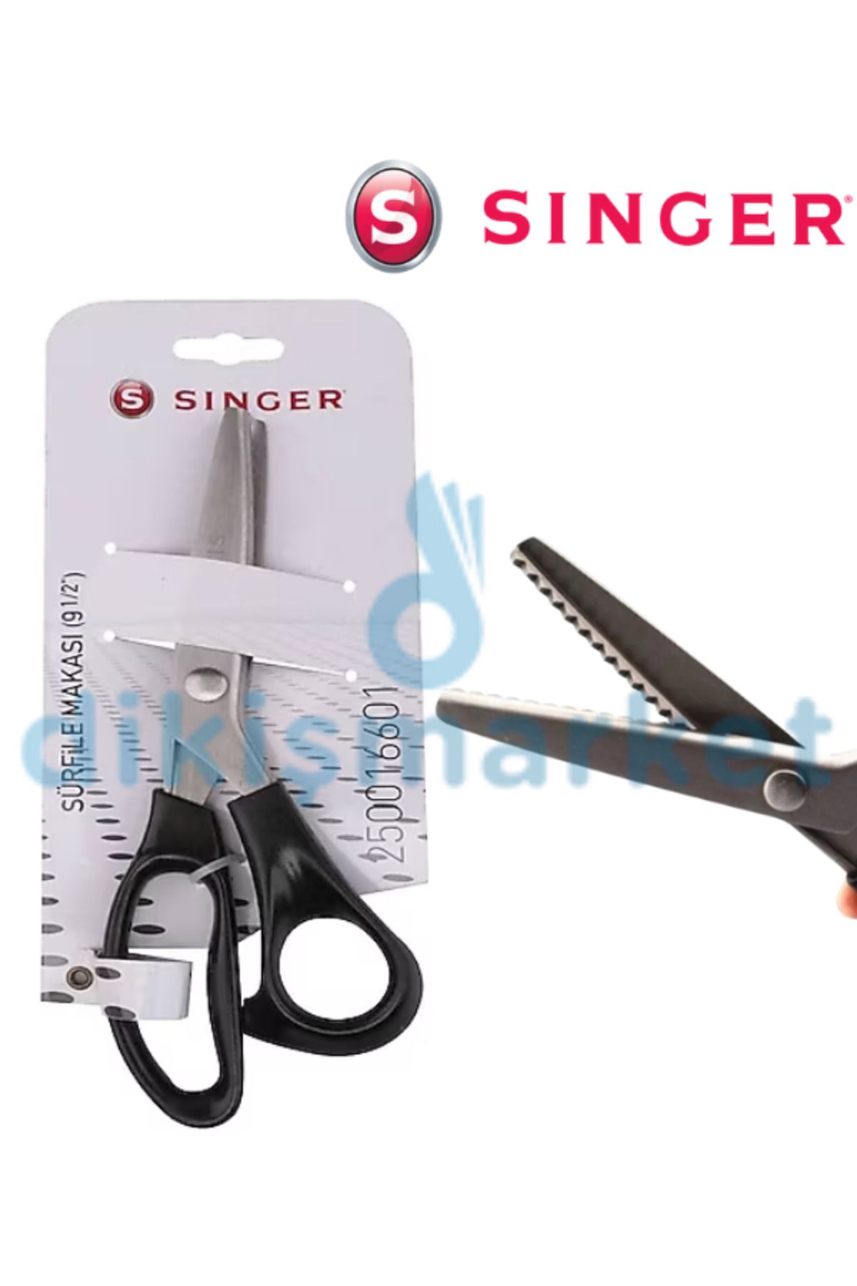 dm dikişmarket SİNGER Sürfile Terzi Makası Tırtıklı Zik Zak makas 24CM