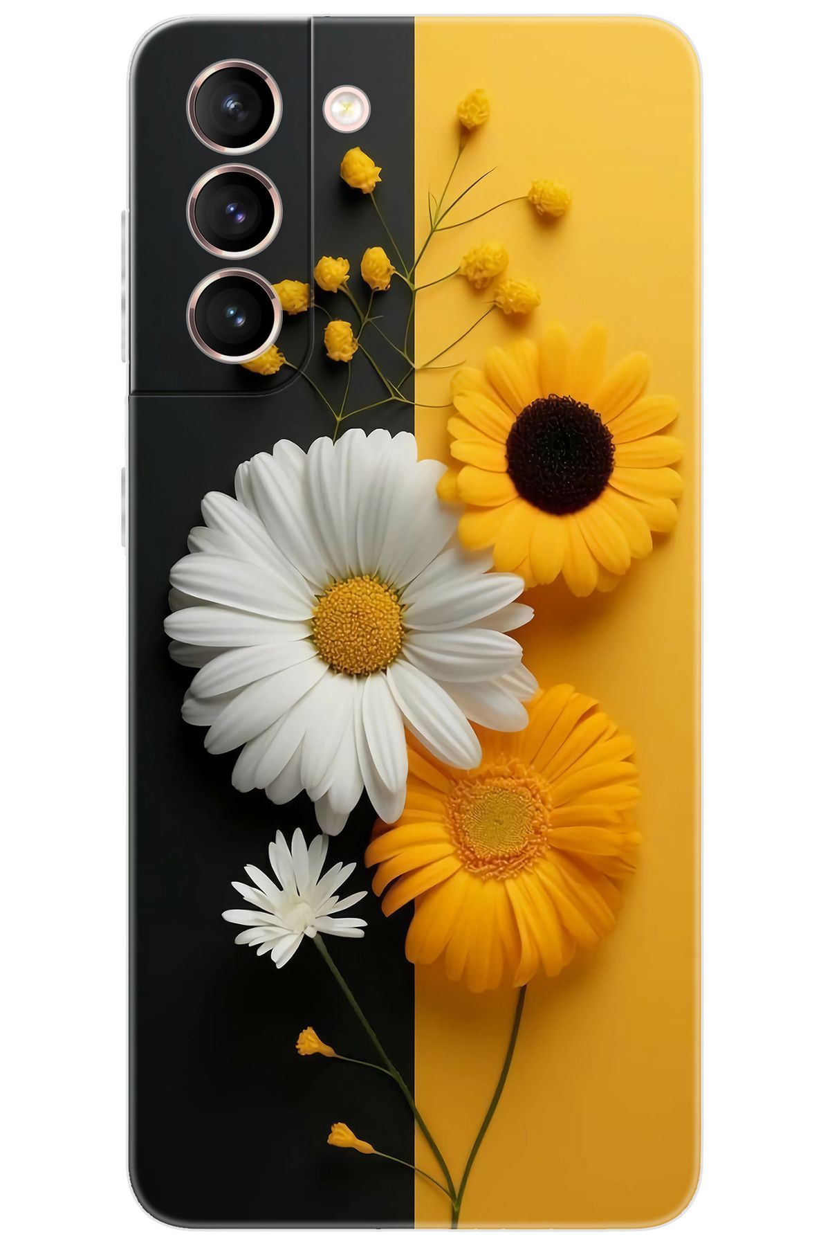 Ceppare Samsung Galaxy S21 (SM-G991B) Uyumlu Kılıf Desen Baskılı Silikon Papatya Serisi STK:737 CP-KmC2zdd