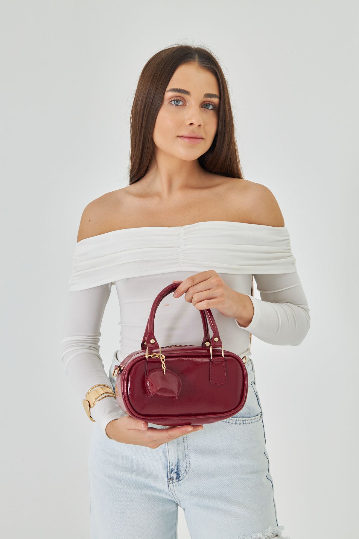 MODA Neka Bordo Charm Detaylı El, Kol Ve Omuz Çantası
