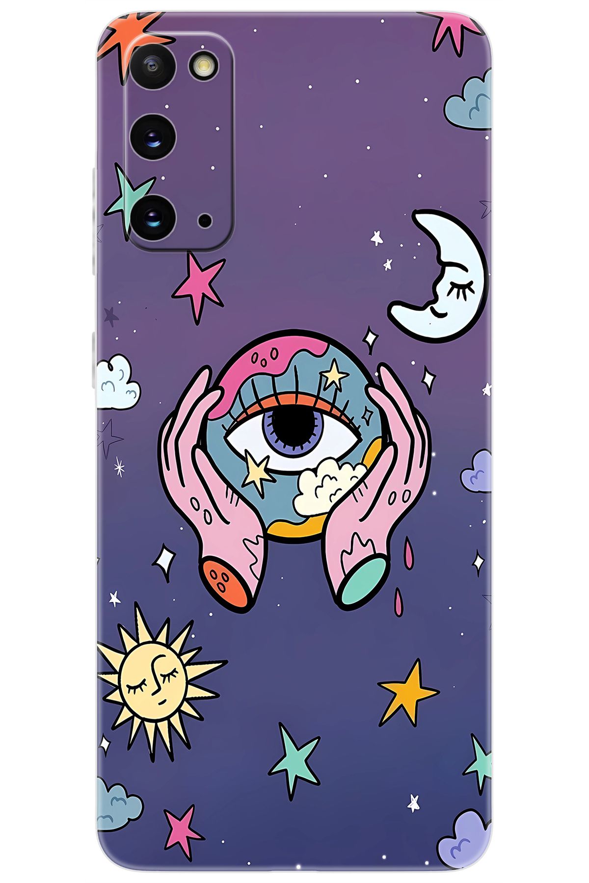 Ceppare Samsung Galaxy S20 (SM-G980F) Uyumlu Kılıf Desen Baskılı Silikon Dünya Gözü STK:668 CP-SxweEgN