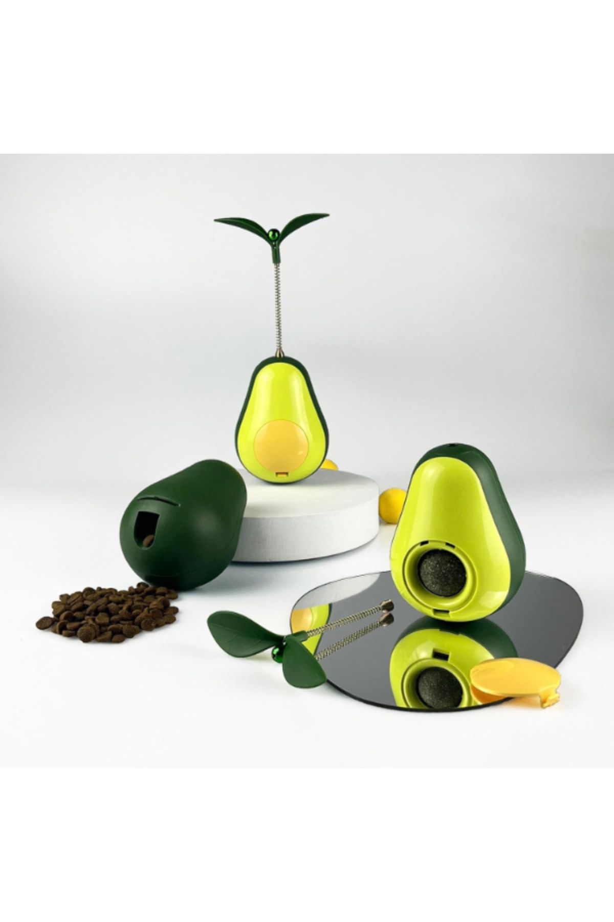 Shopyzone Avokado Şeklinde Kedi Naneli ve Mama Hazneli Kedi Oyuncağı