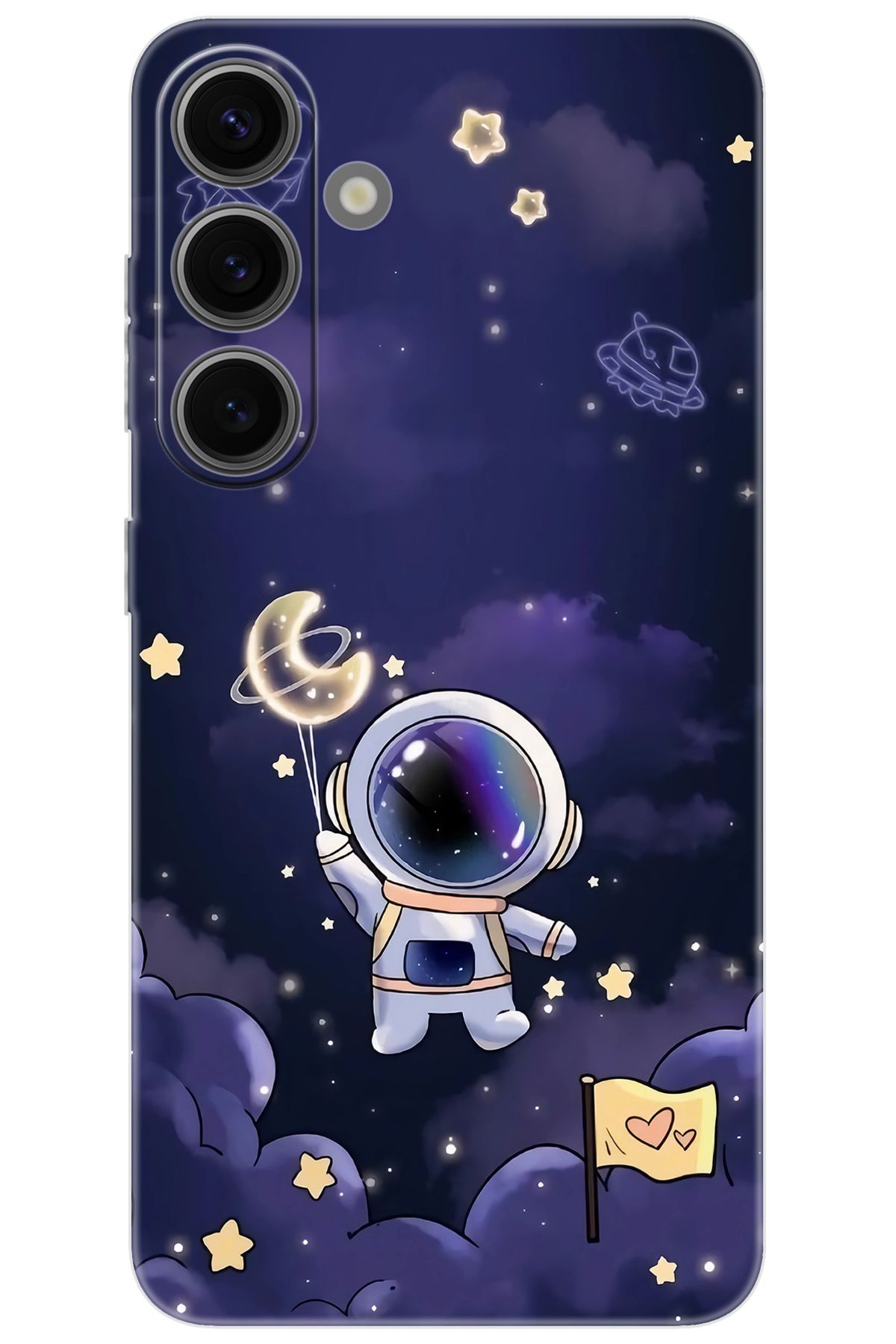 Ceppare Samsung Galaxy S24 (SM-S921B) Uyumlu Kılıf Desen Baskılı Silikon Astronot STK:738 CP-JPkBCft