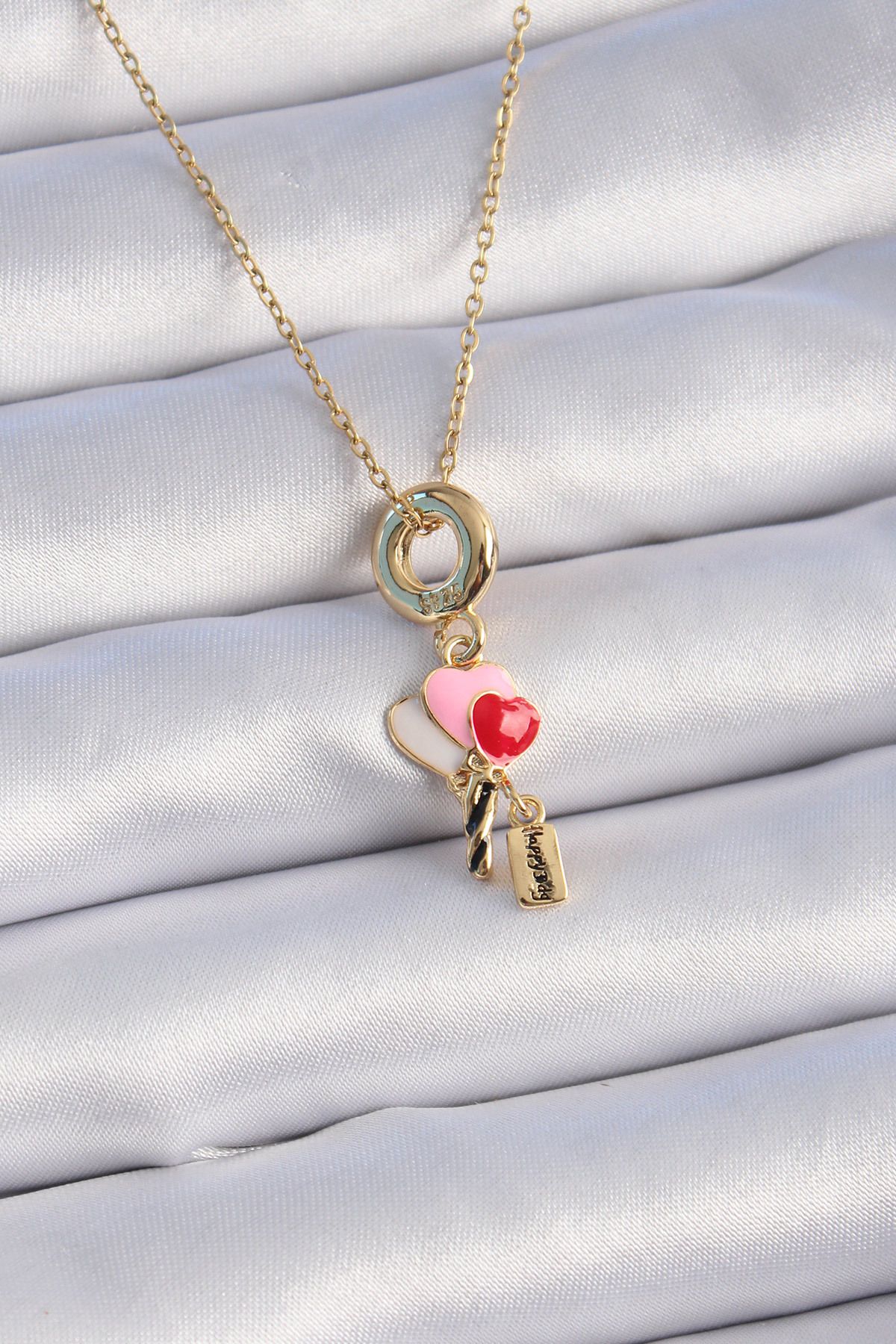 callerrons accessories Gold Renk Renkli Kalp Figür Charm Model Kadın Kolye - EBJ241012W28477