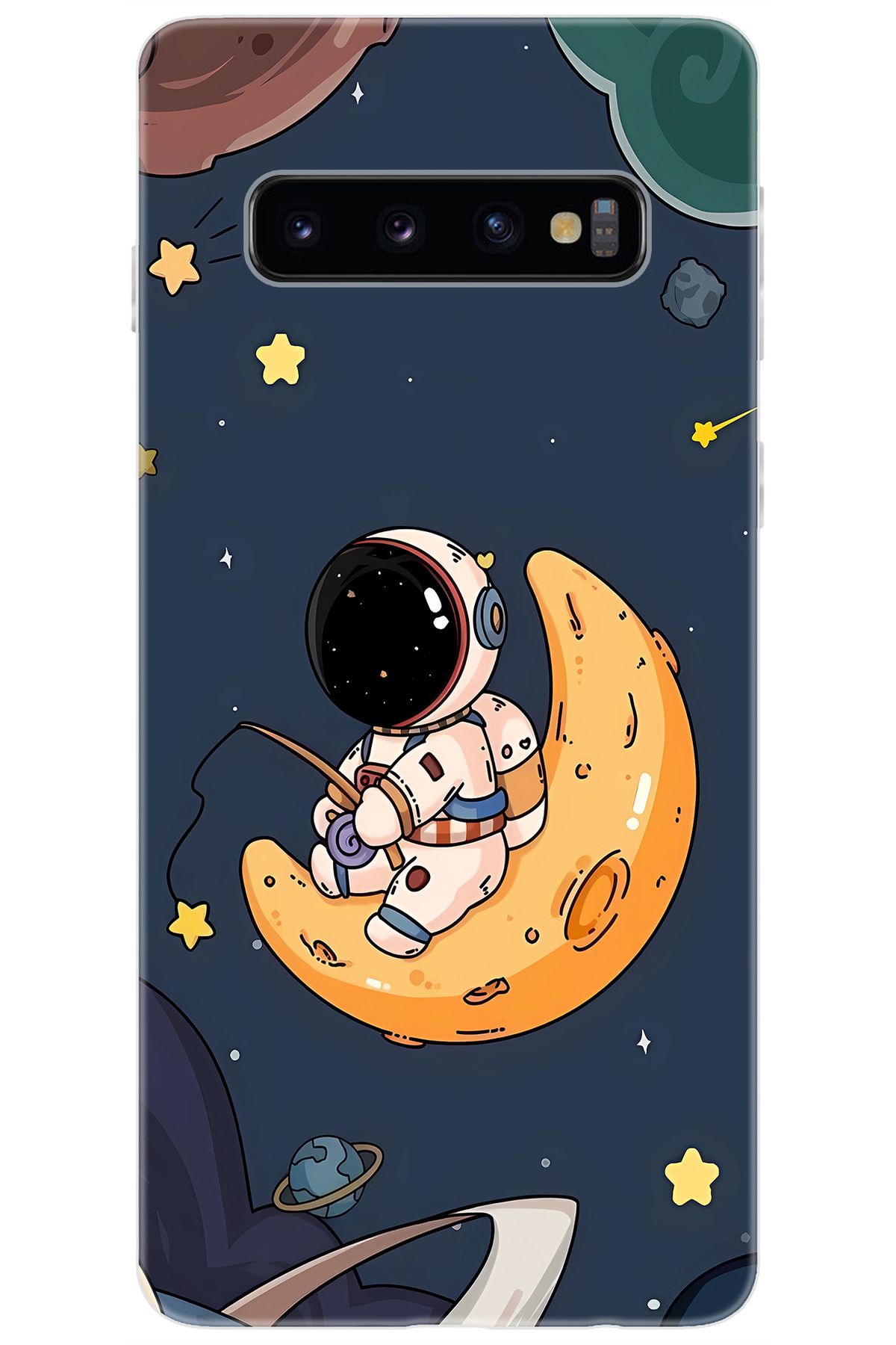 Ceppare Samsung Galaxy S10 (SM-G973F) Uyumlu Kılıf Desen Baskılı Silikon Astronot STK:698 CP-Z5OmKmw