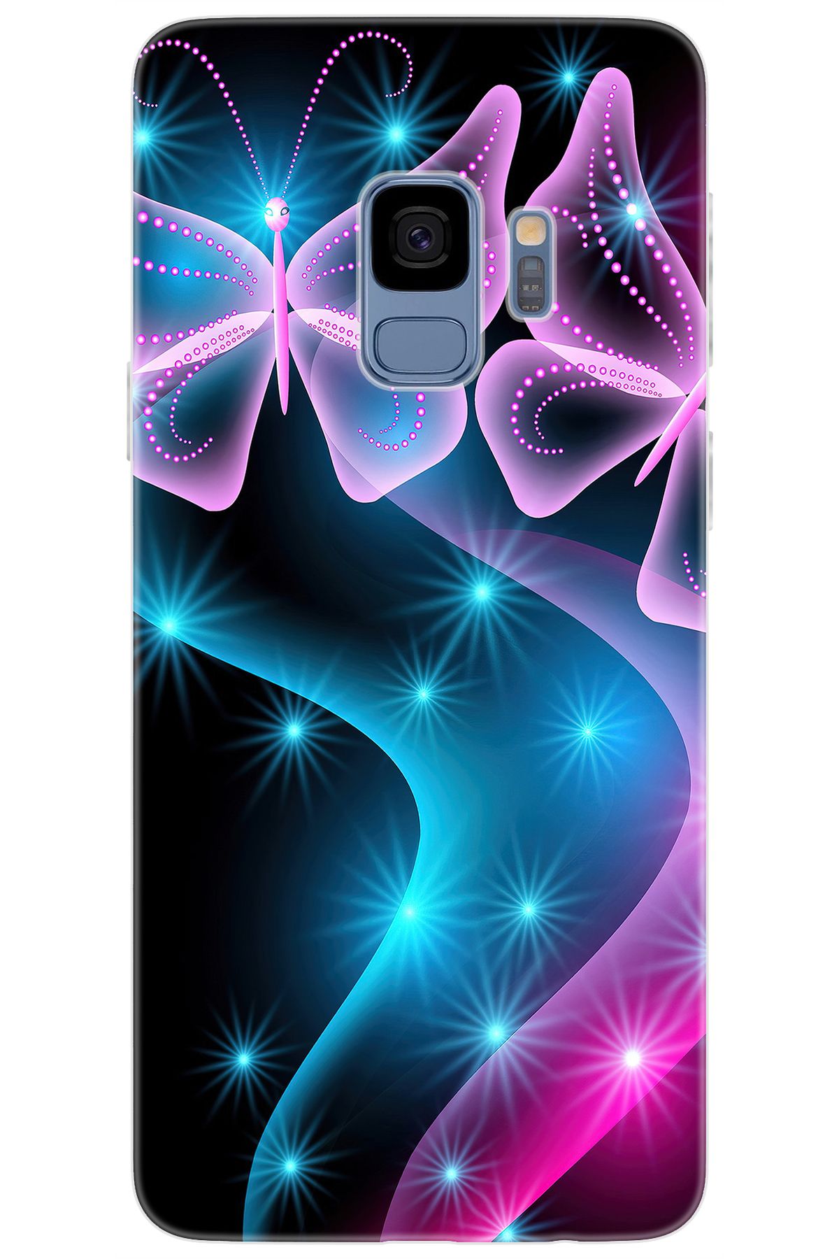 Ceppare Samsung Galaxy S9 (SM-G960F) Uyumlu Kılıf Desen Baskılı Silikon Kelebek Dalga STK:113 CP-TuH3A0e